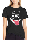 Funny Face Graphic Black T-Shirt