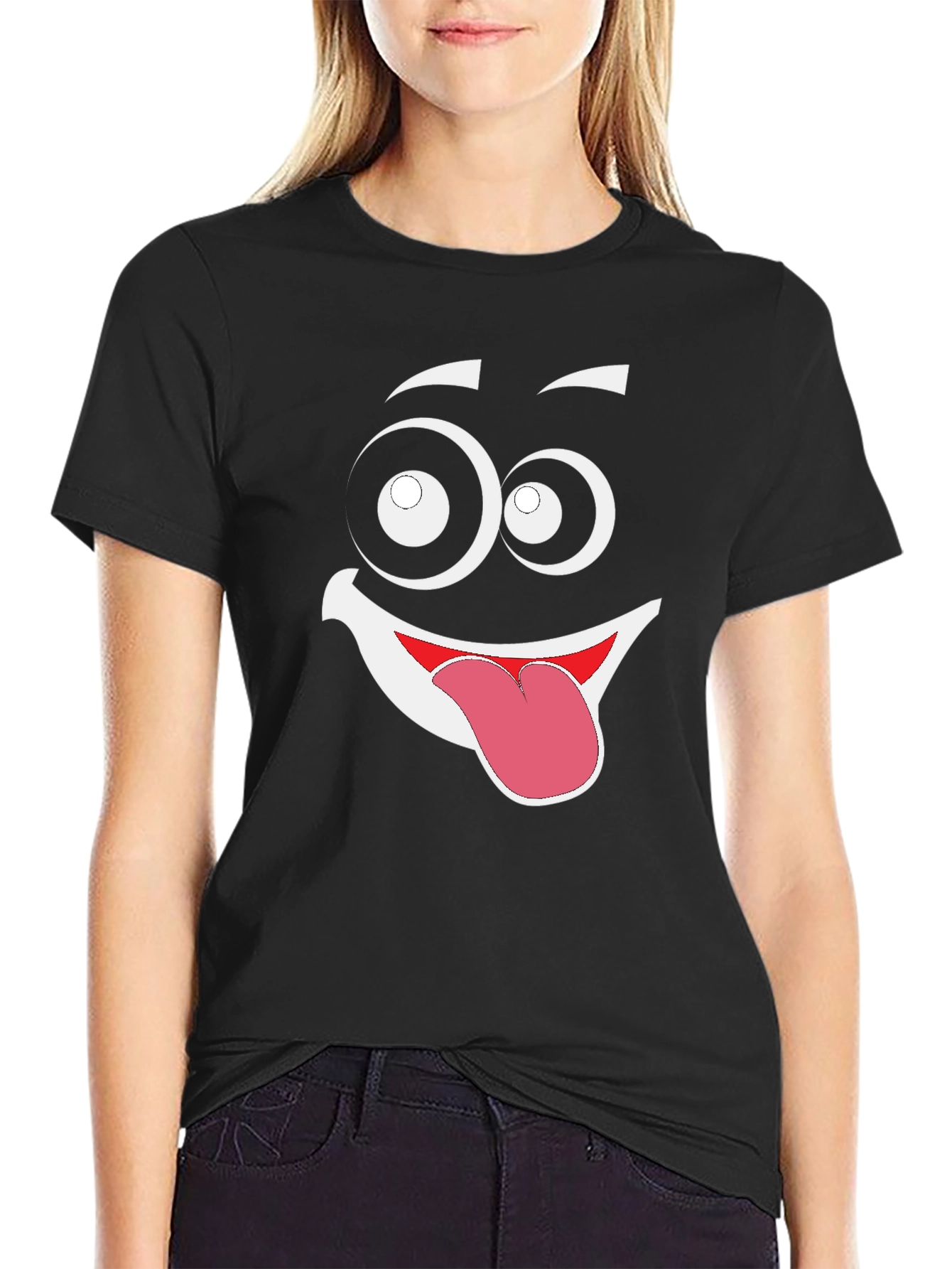 Funny Face Graphic Black T-Shirt