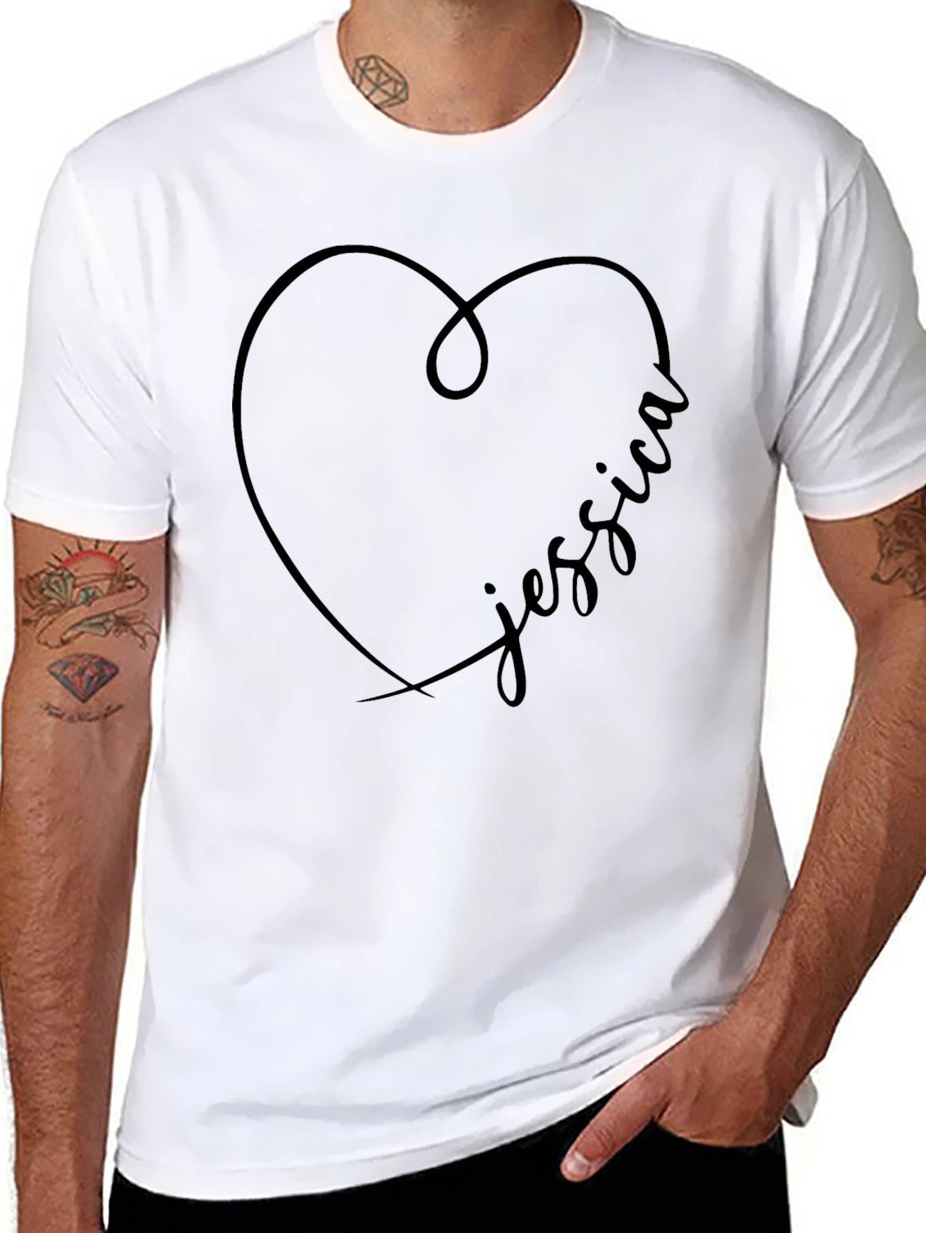 Personalized Jessica Heart T-Shirt - Black