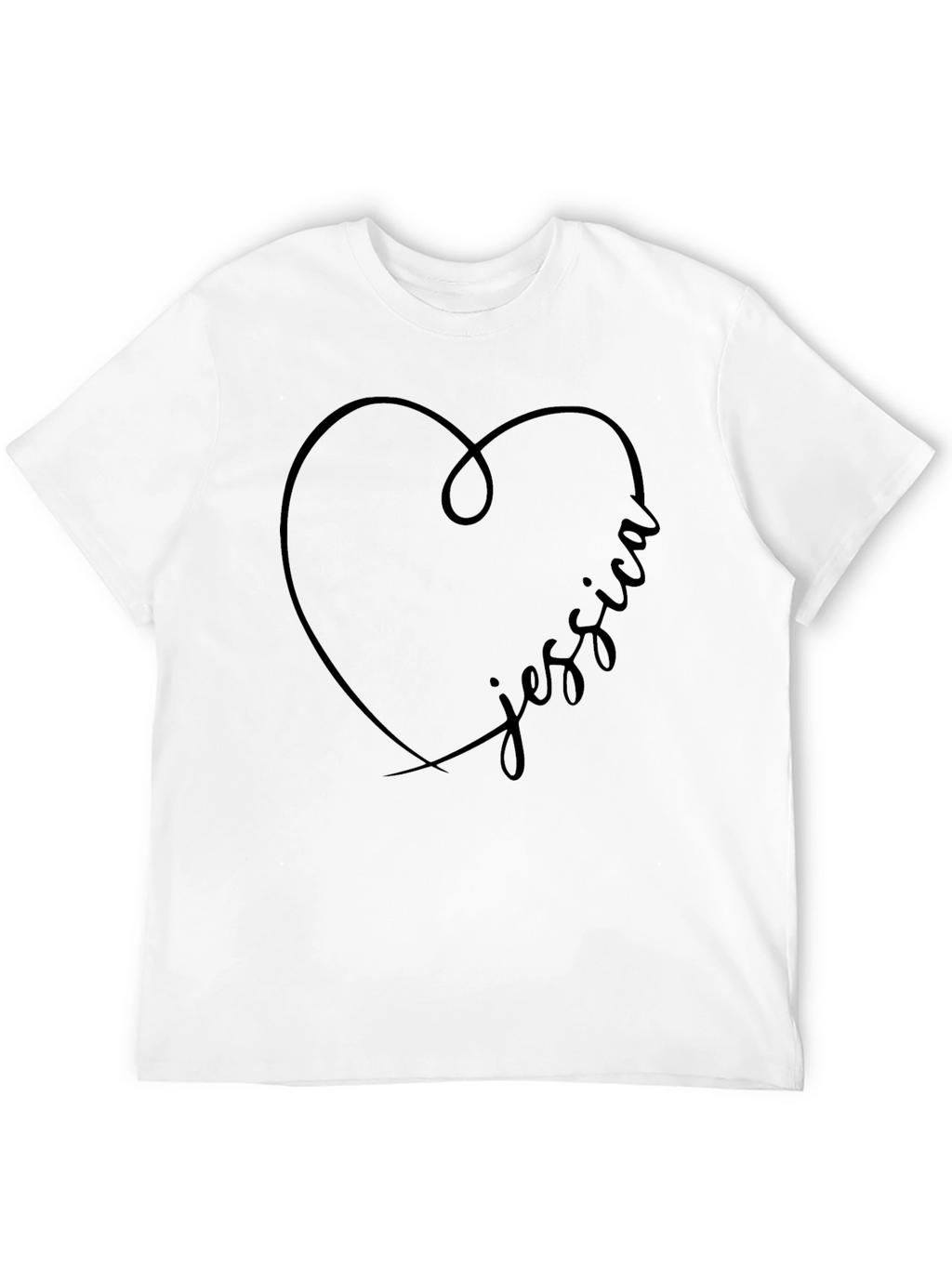 Personalized Jessica Heart T-Shirt - Black