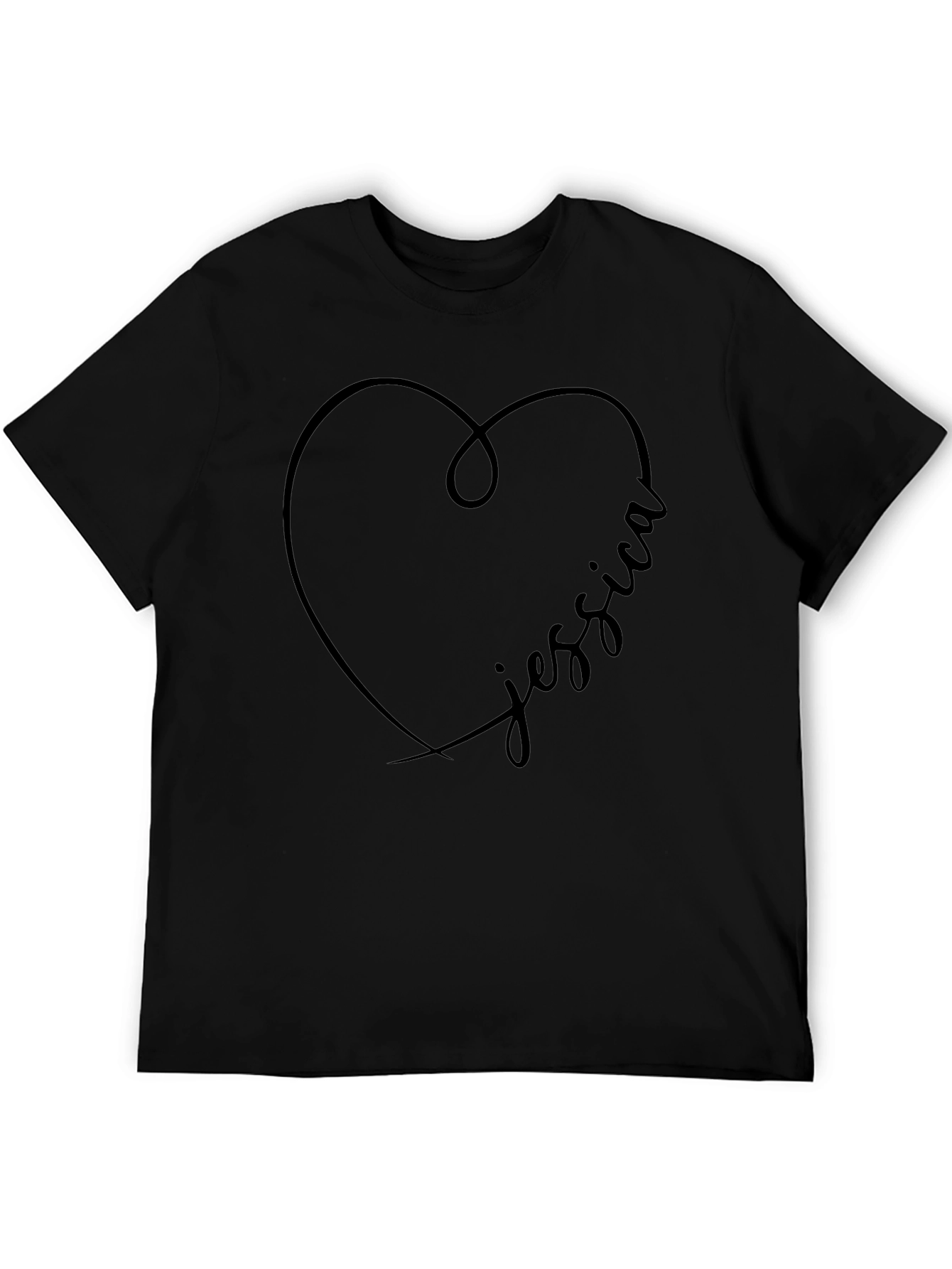 Personalized Jessica Heart T-Shirt - Black