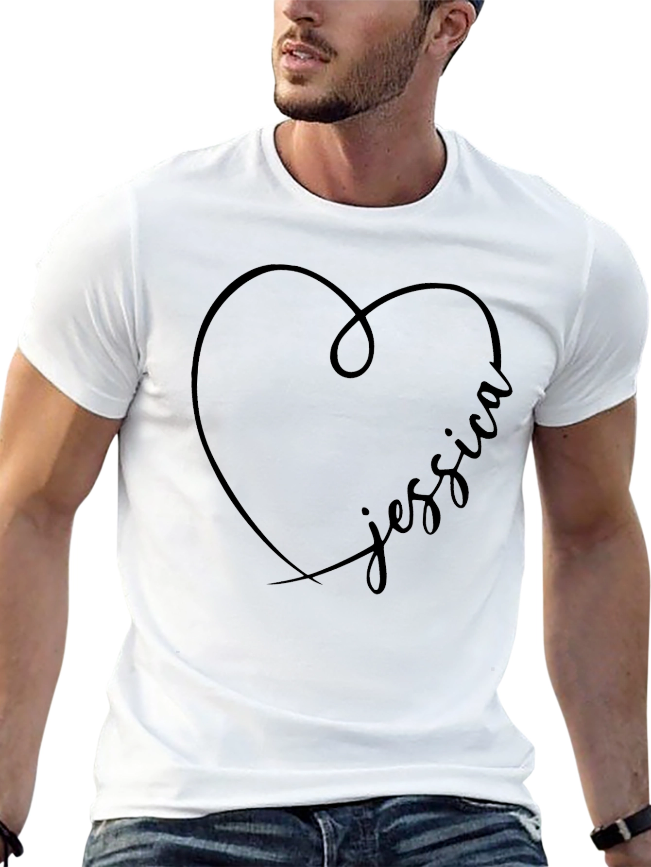 Personalized Jessica Heart T-Shirt - Black