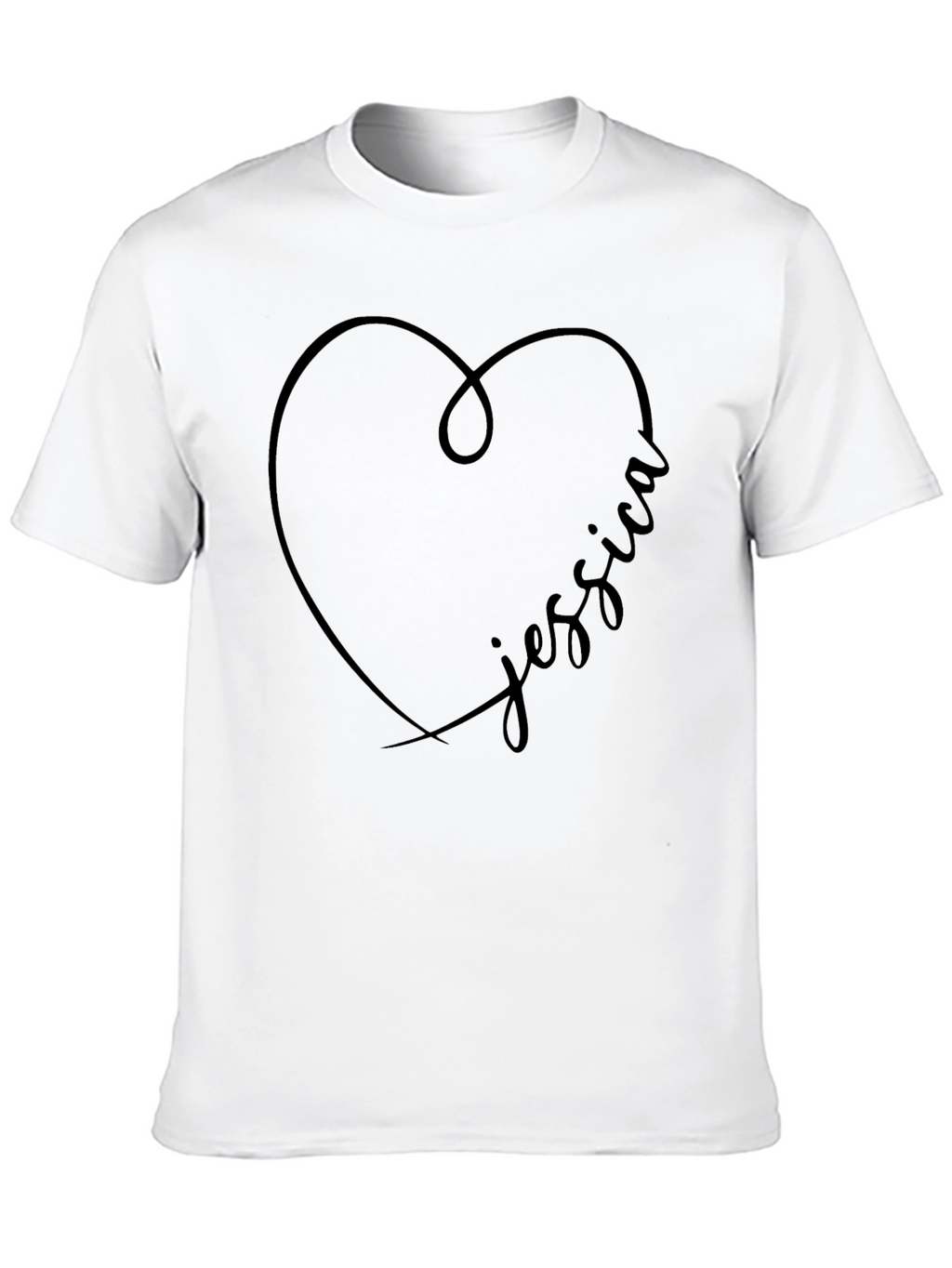 Personalized Jessica Heart T-Shirt - Black