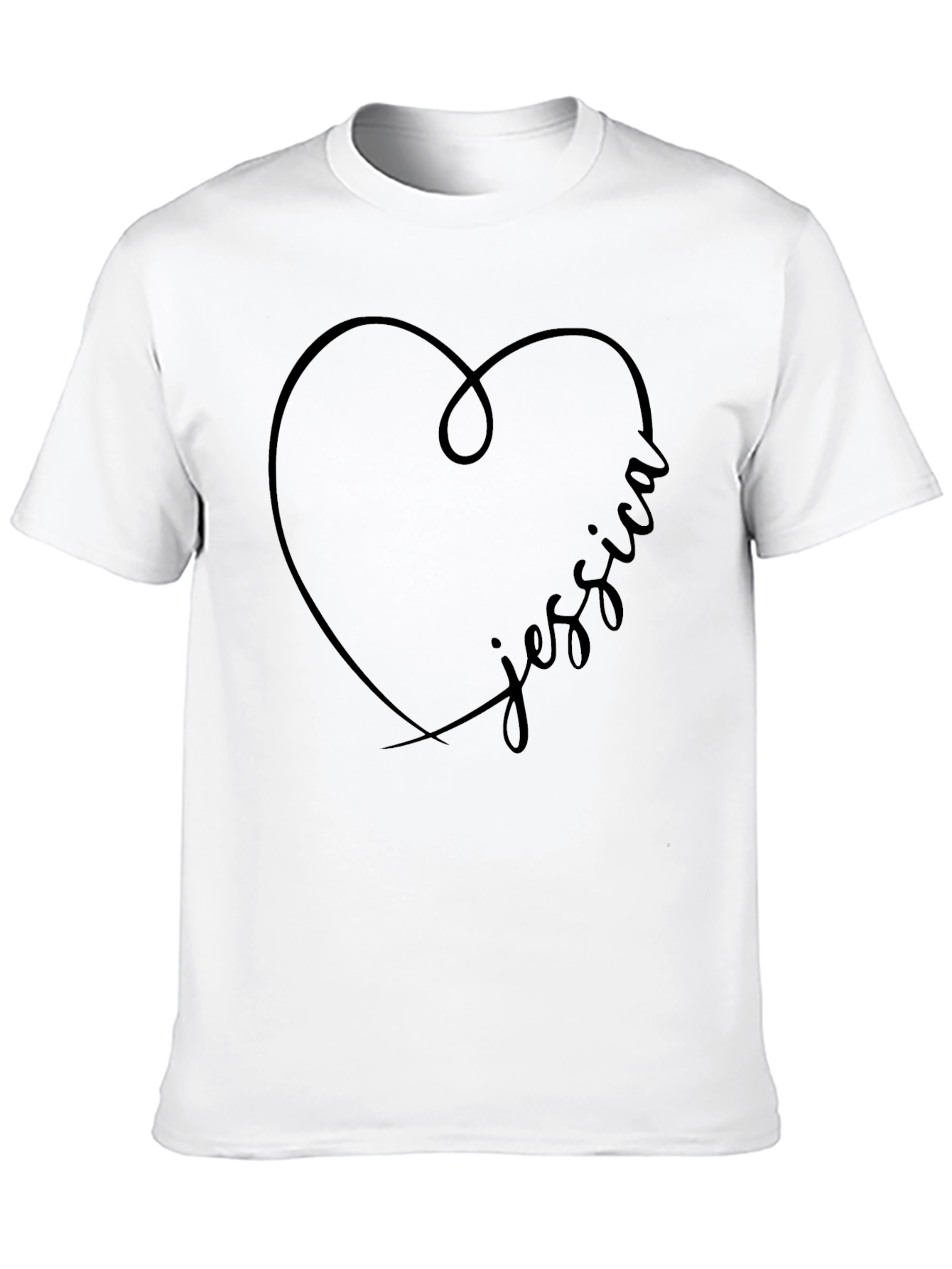 Personalized Jessica Heart T-Shirt - Black