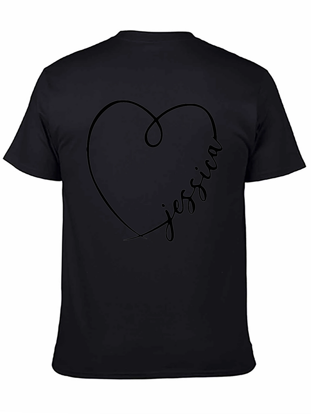 Personalized Jessica Heart T-Shirt - Black