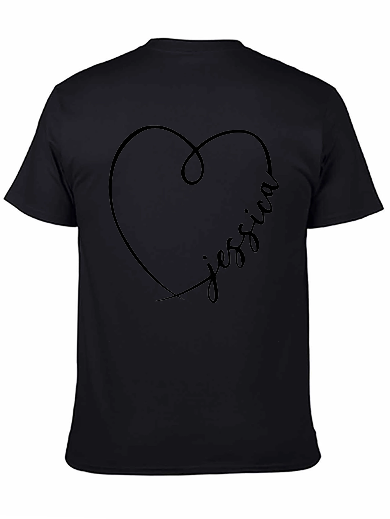 Personalized Jessica Heart T-Shirt - Black