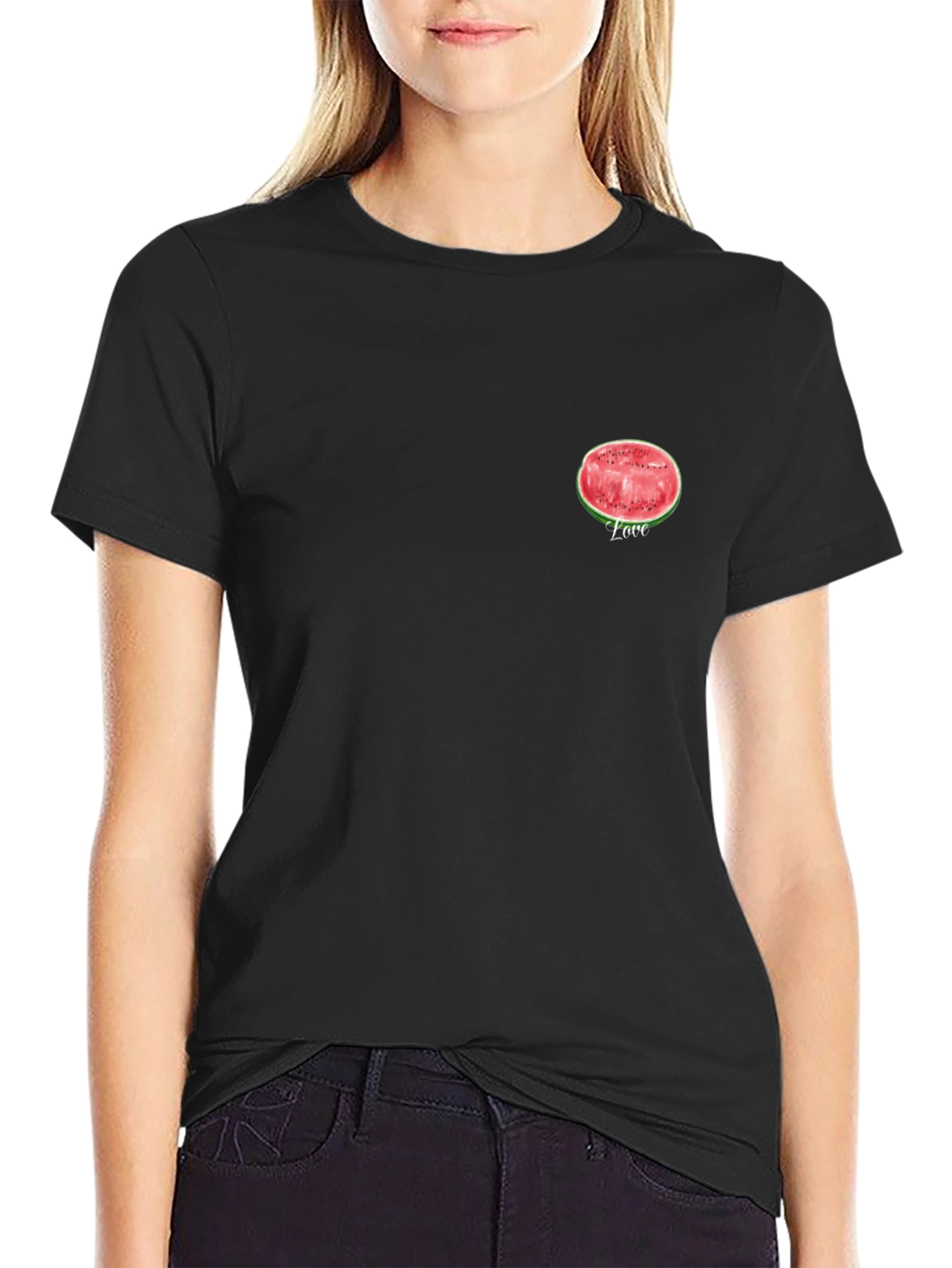 Watermelon Love Graphic Black T-Shirt