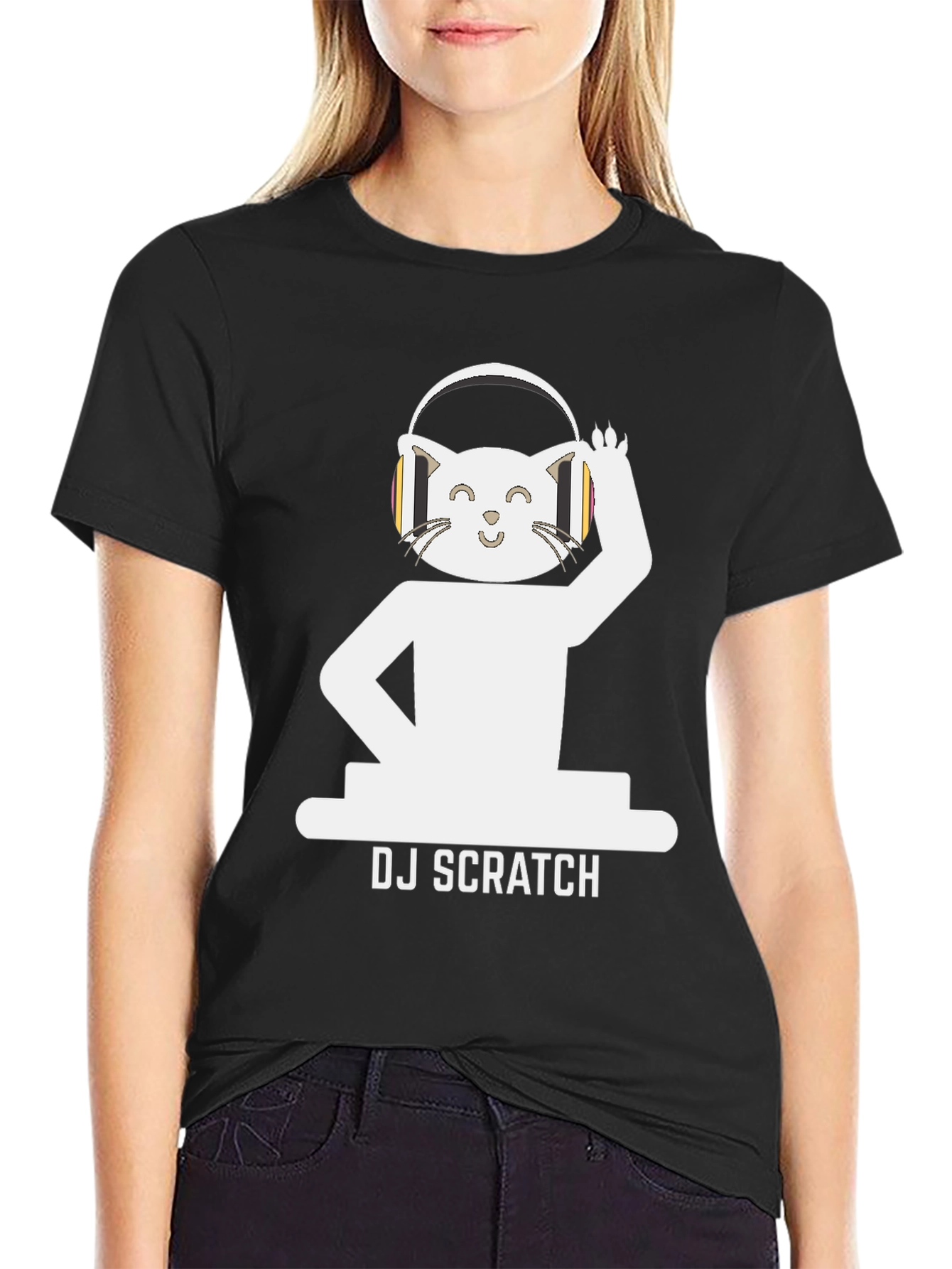 DJ Scratch Cat Graphic Tee - Cool Music Lover T-Shirt