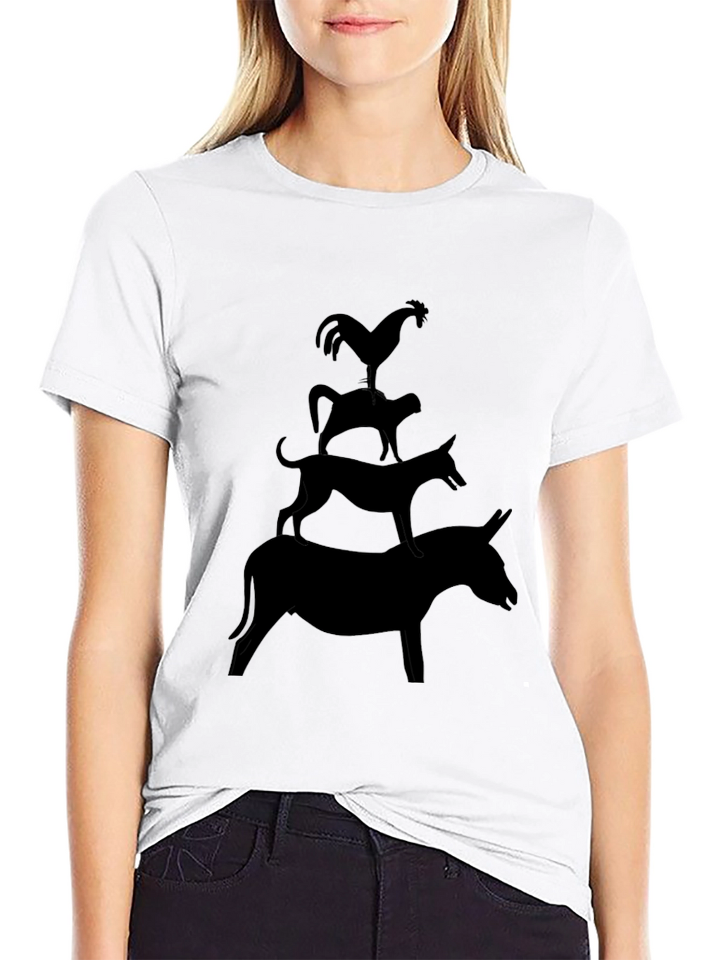 Silhouette Animal Tower Black Graphic Tee