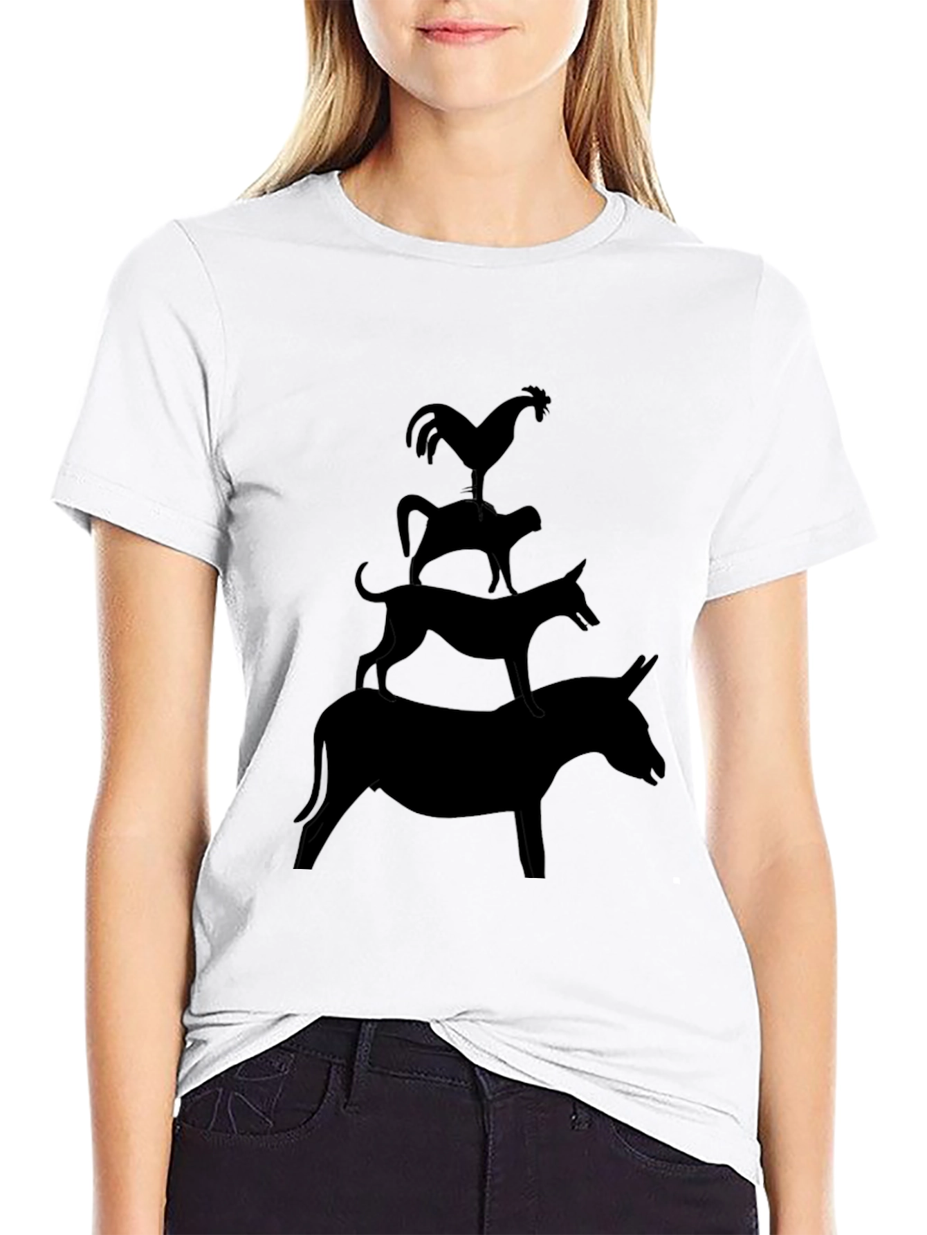 Silhouette Animal Tower Black Graphic Tee