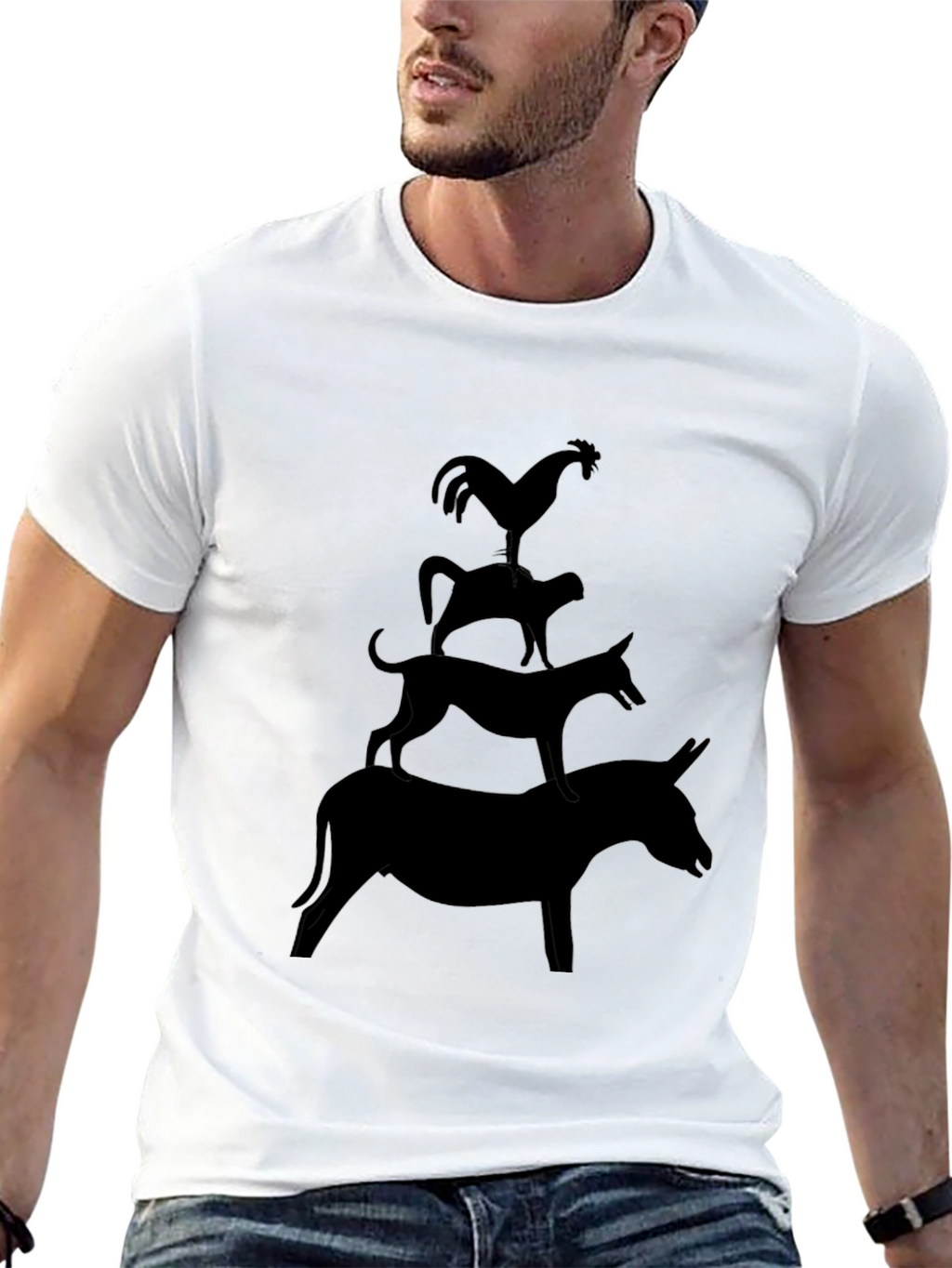 Silhouette Animal Tower Black Graphic Tee