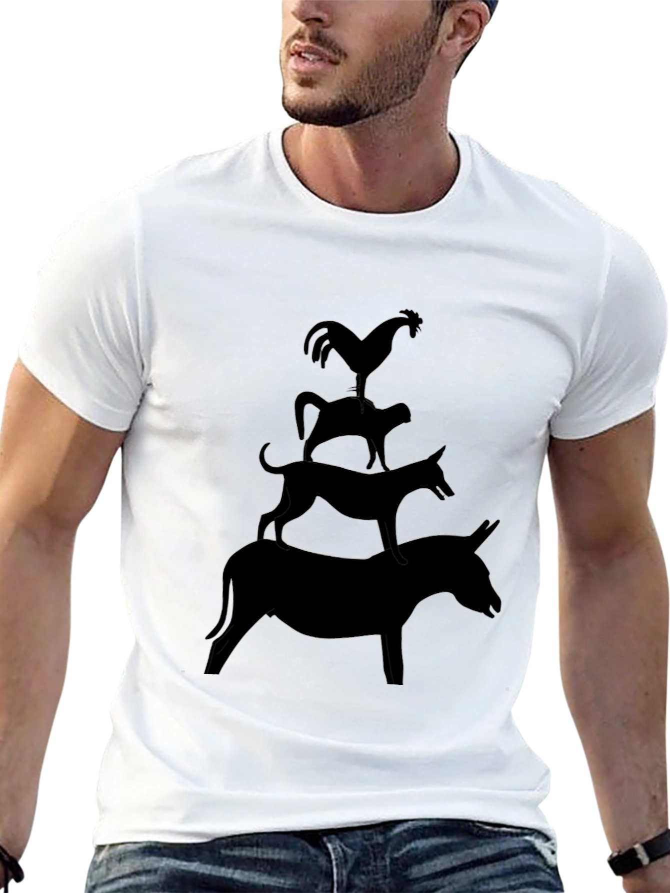 Silhouette Animal Tower Black Graphic Tee