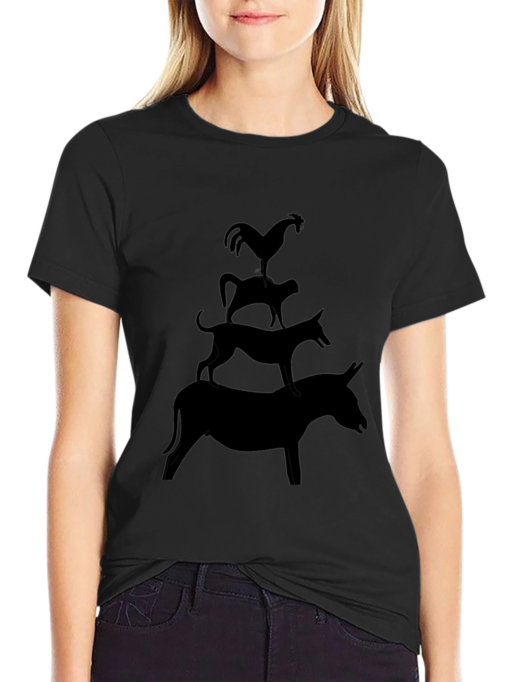 Silhouette Animal Tower Black Graphic Tee