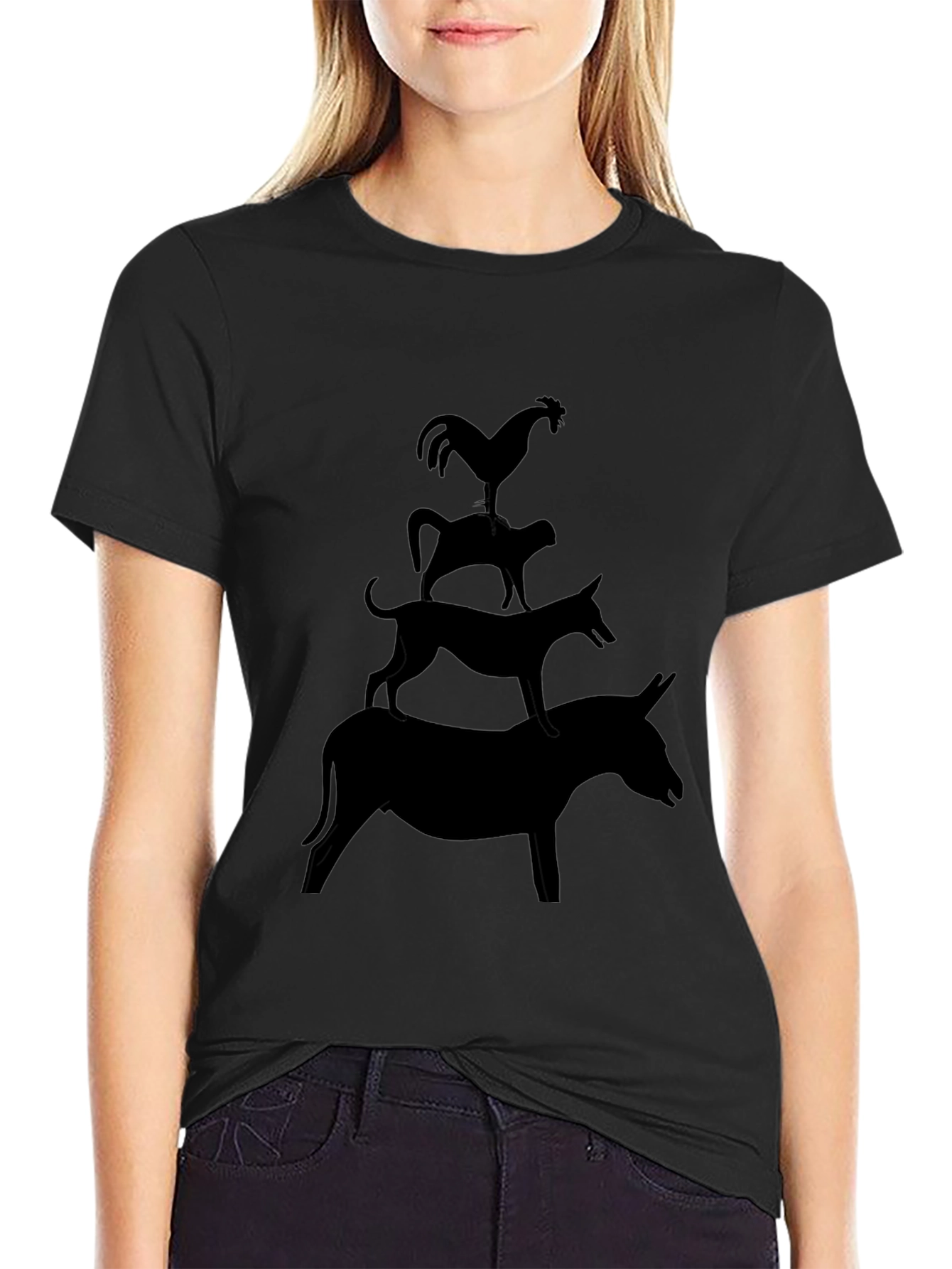 Silhouette Animal Tower Black Graphic Tee