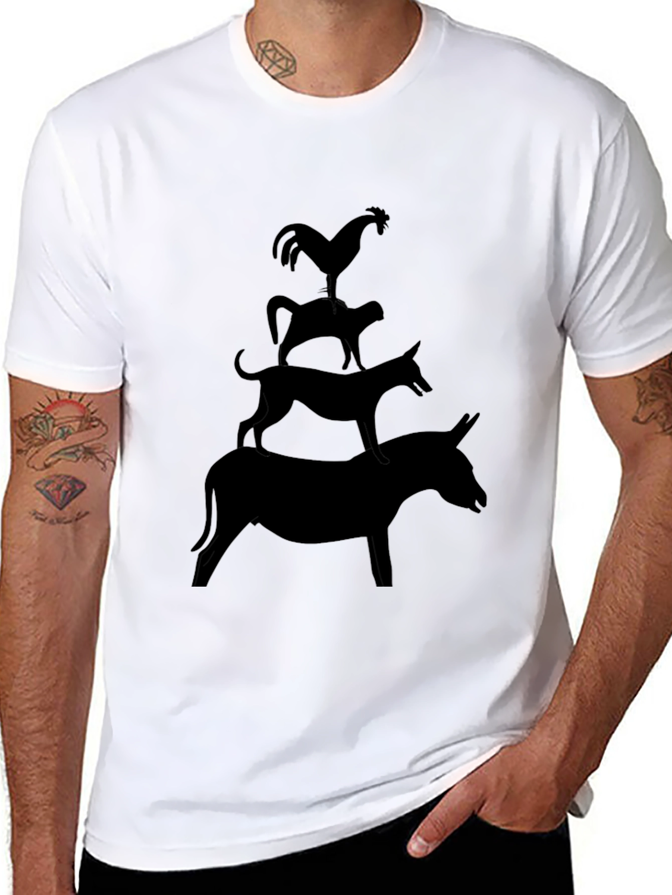 Silhouette Animal Tower Black Graphic Tee