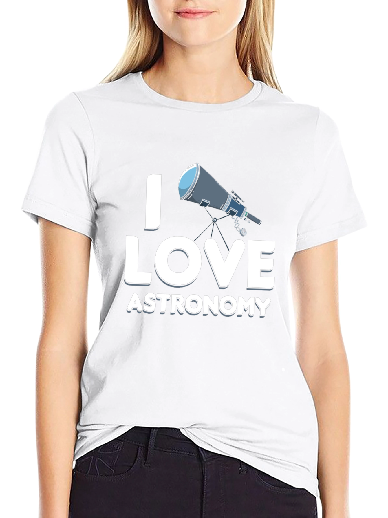 I Love Astronomy Black Graphic T-Shirt