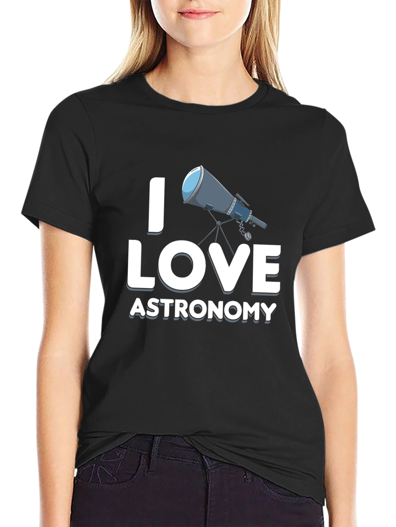 I Love Astronomy Black Graphic T-Shirt