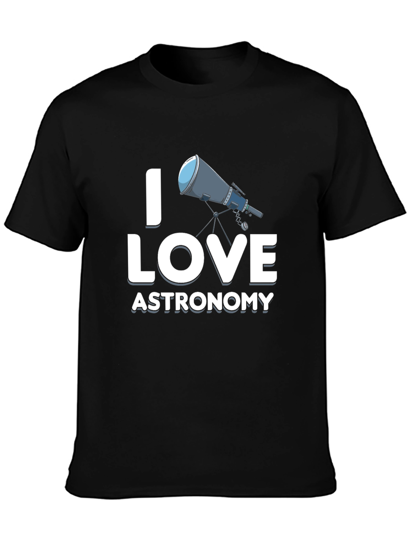 I Love Astronomy Black Graphic T-Shirt