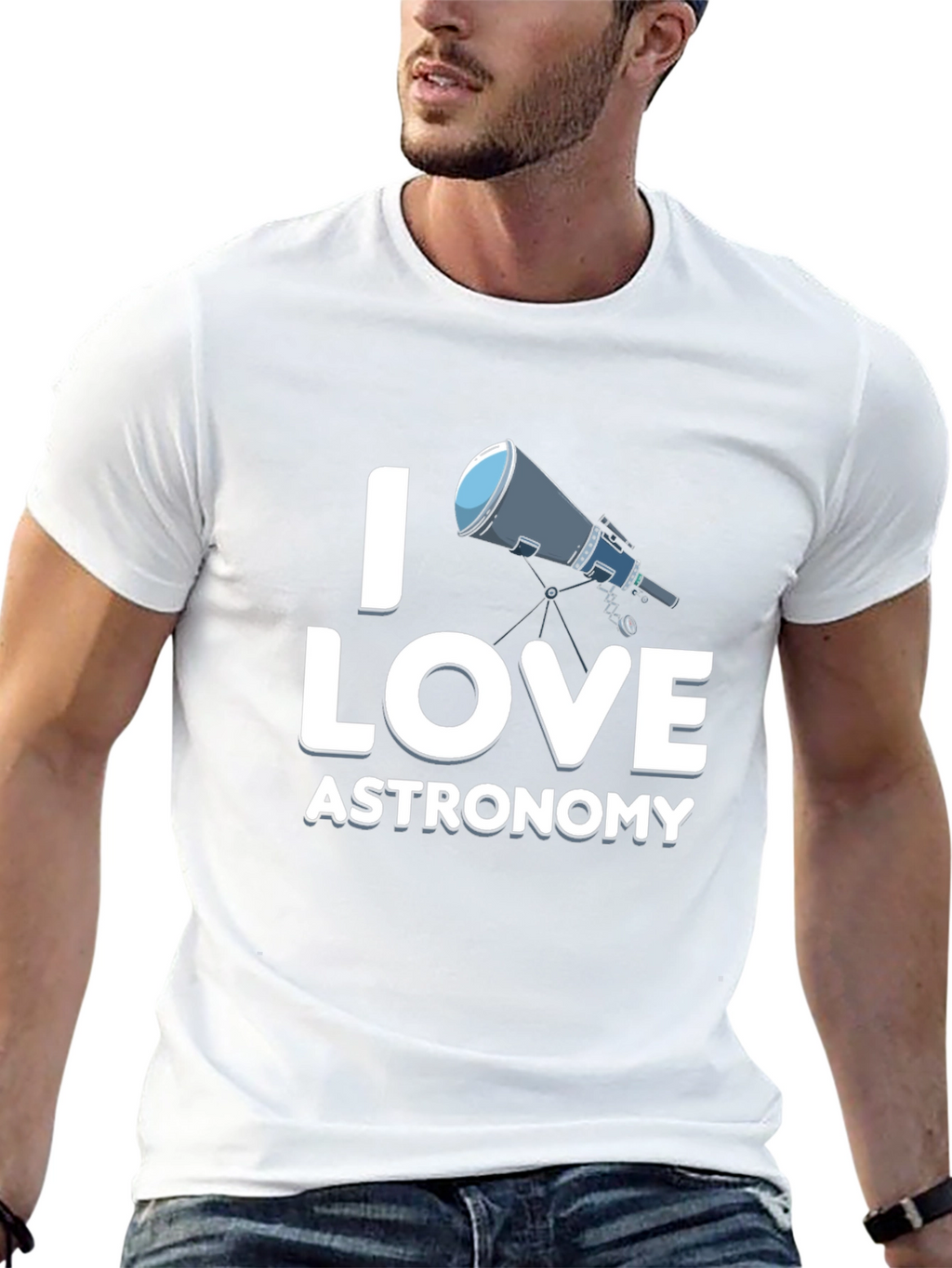 I Love Astronomy Black Graphic T-Shirt