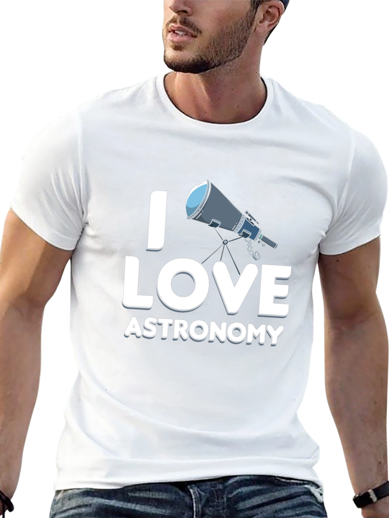 I Love Astronomy Black Graphic T-Shirt