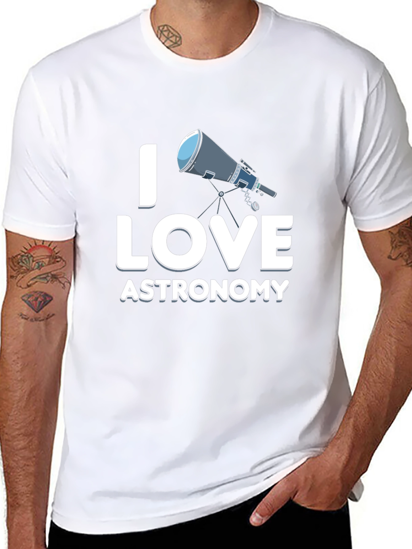 I Love Astronomy Black Graphic T-Shirt