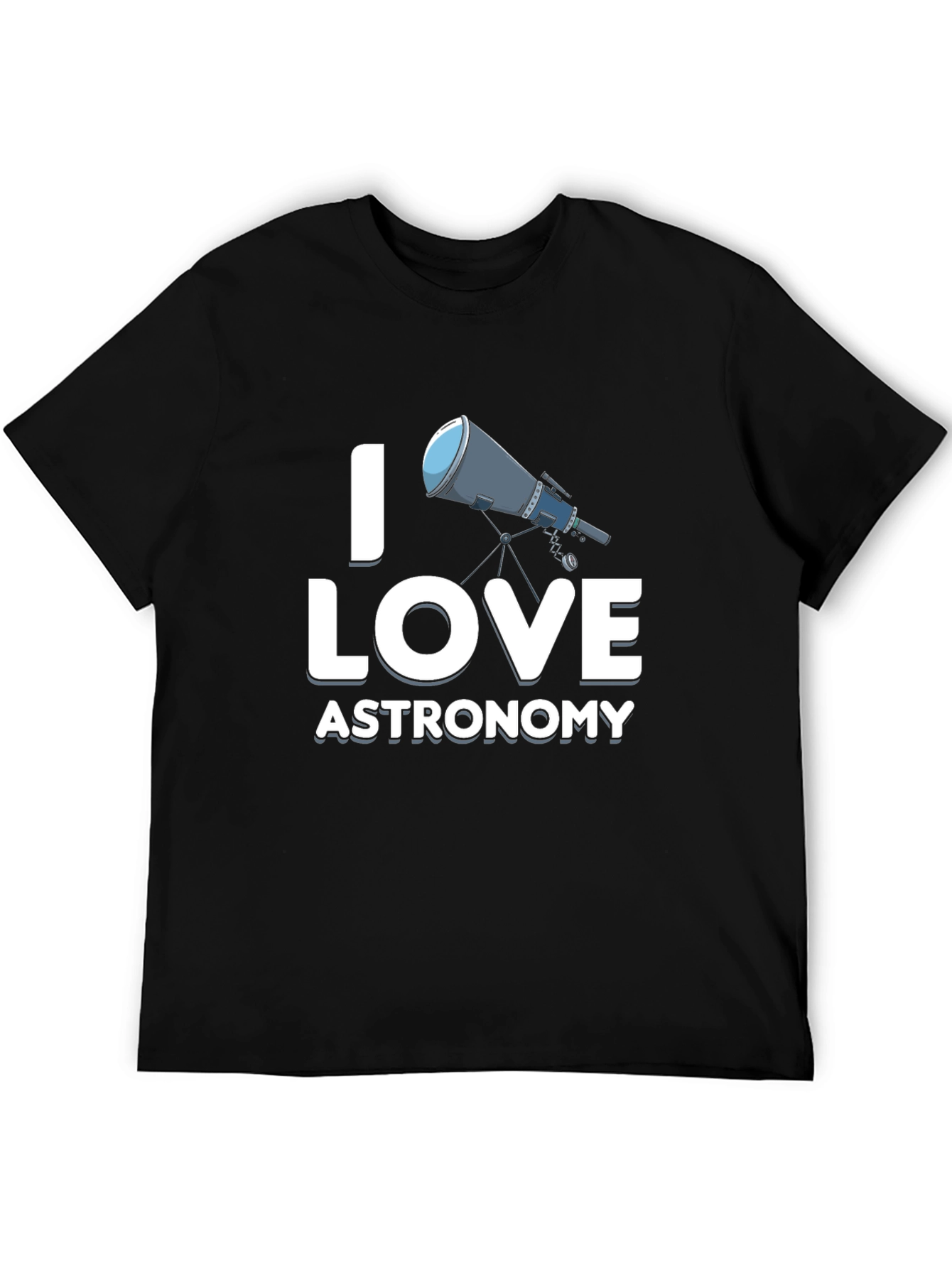 I Love Astronomy Black Graphic T-Shirt