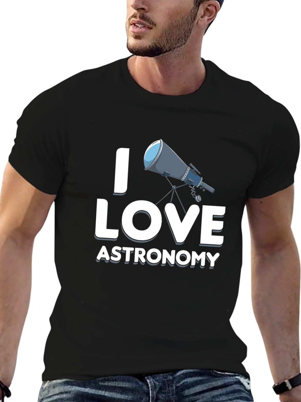 I Love Astronomy Black Graphic T-Shirt