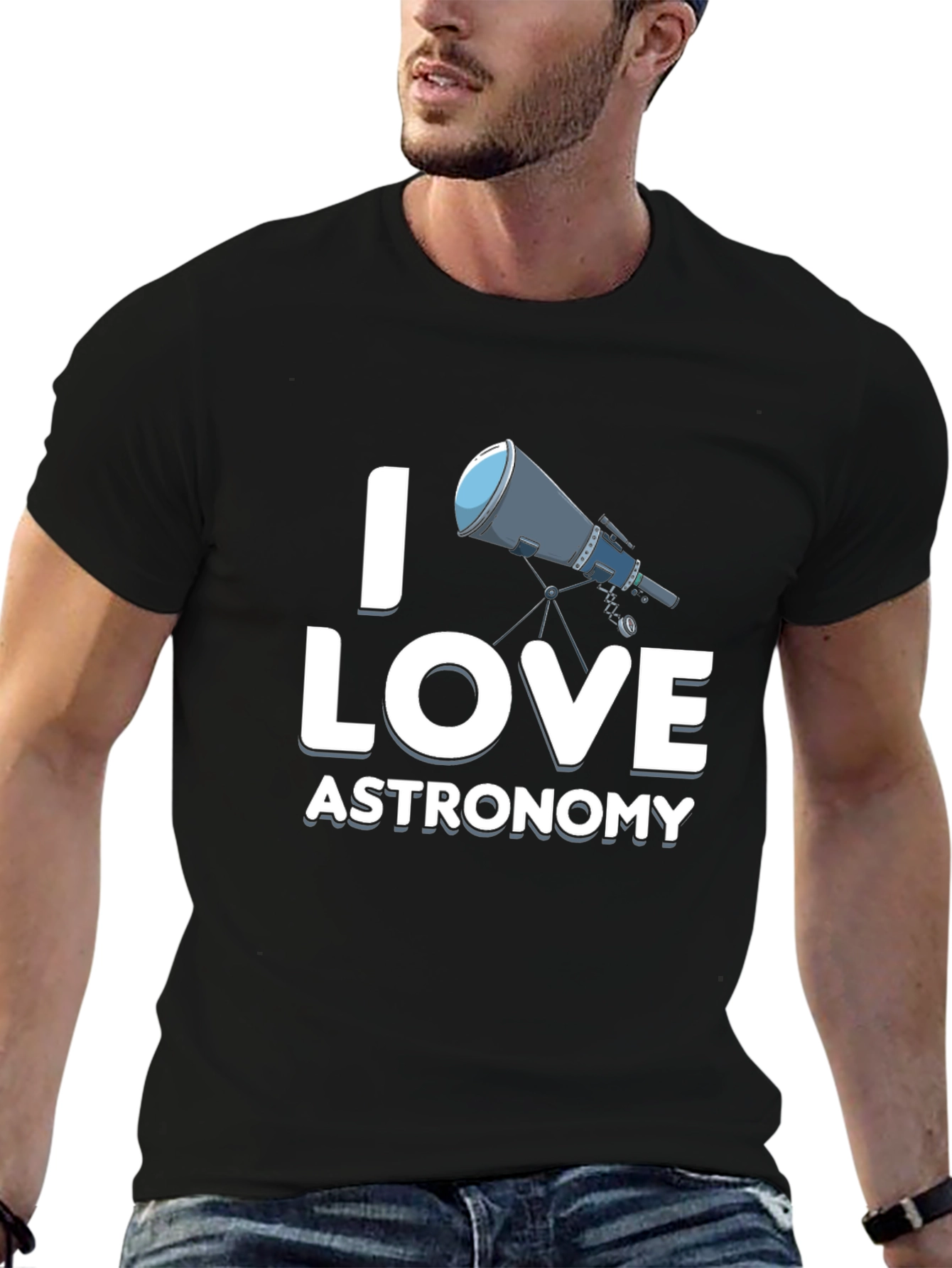 I Love Astronomy Black Graphic T-Shirt