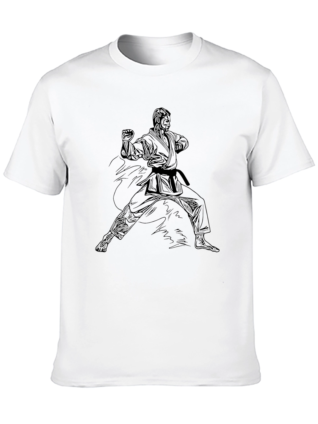 Karate Pose Graphic Black T-Shirt