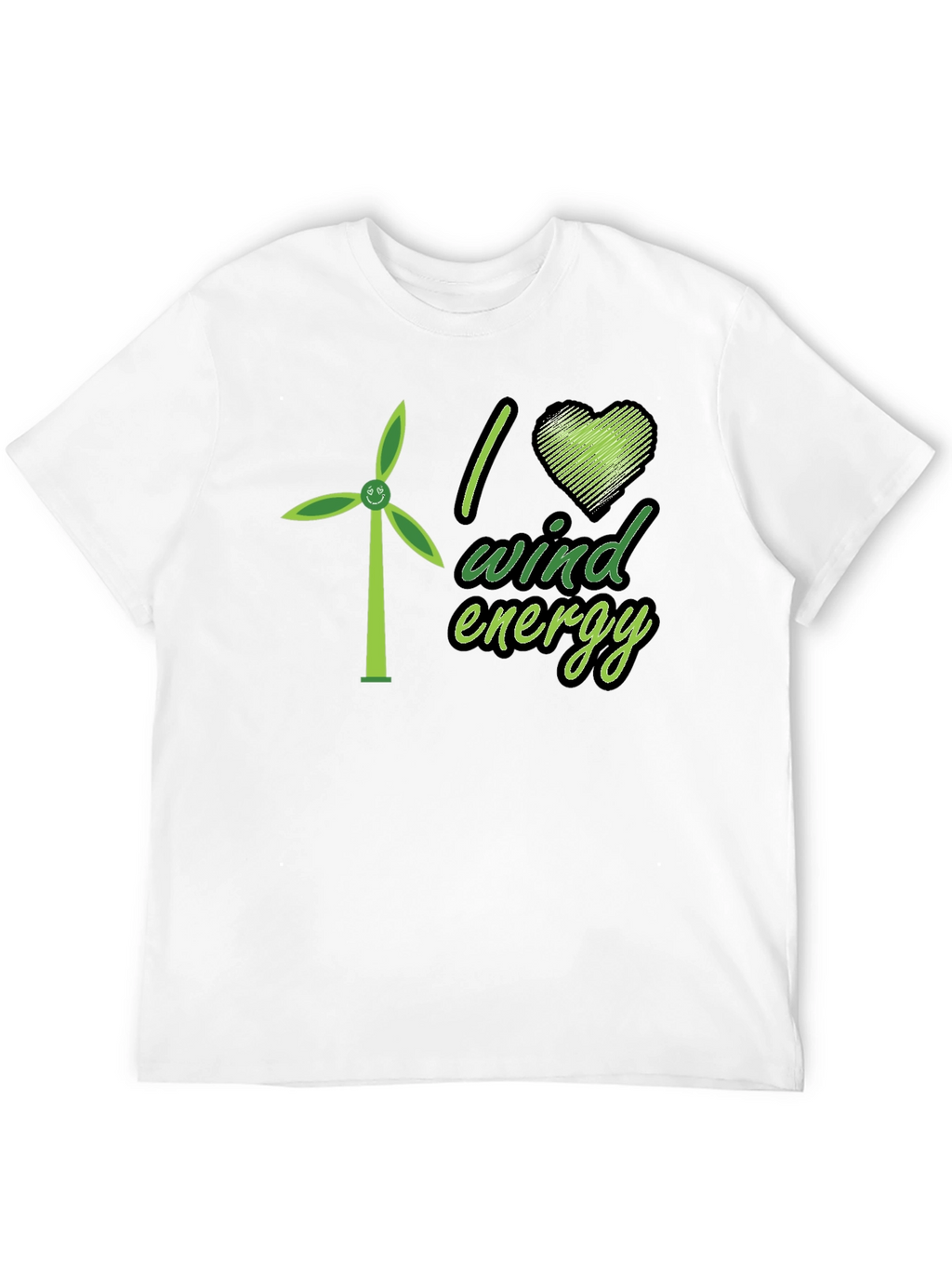 I Love Wind Energy Black T-Shirt