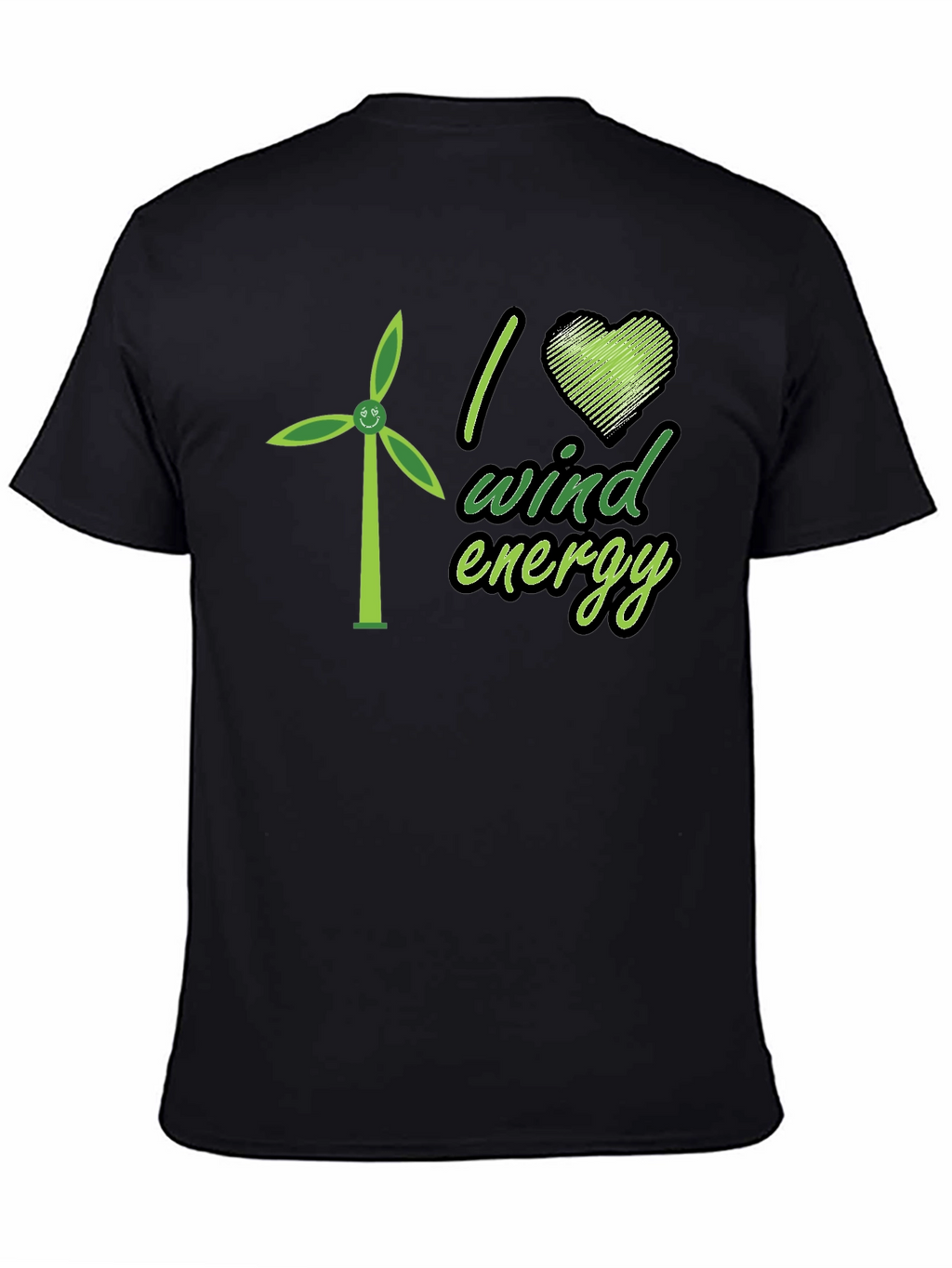 I Love Wind Energy Black T-Shirt