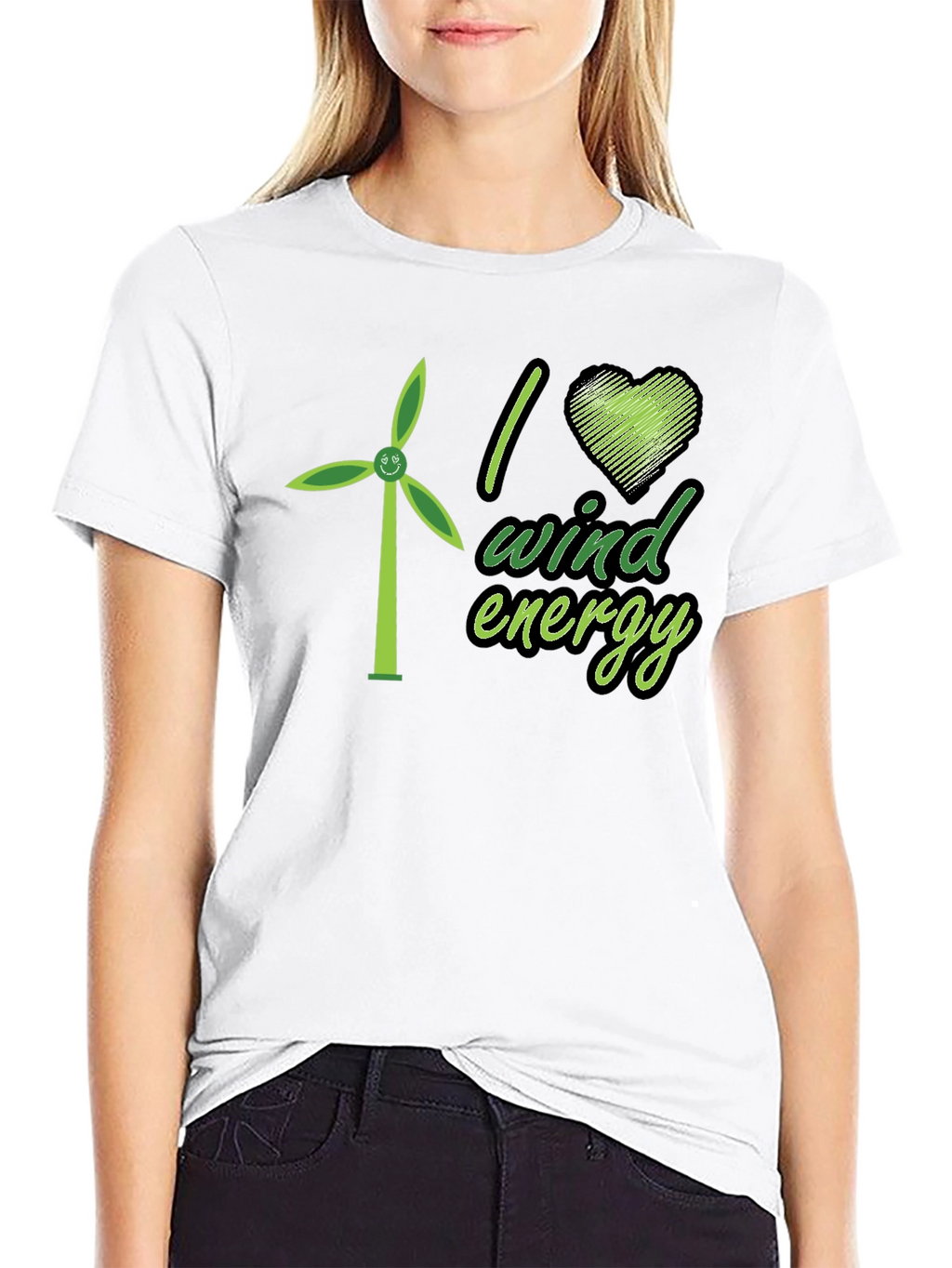 I Love Wind Energy Black T-Shirt