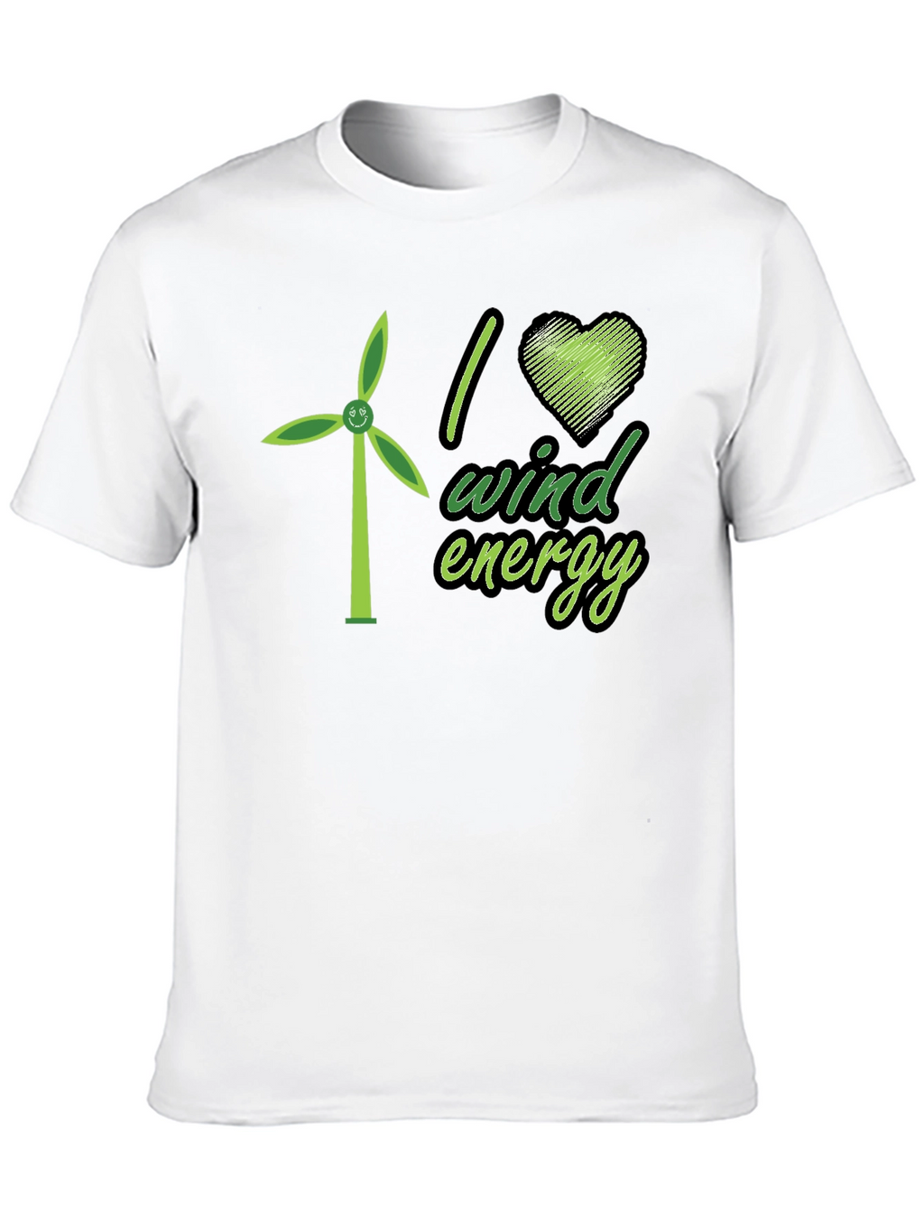 I Love Wind Energy Black T-Shirt