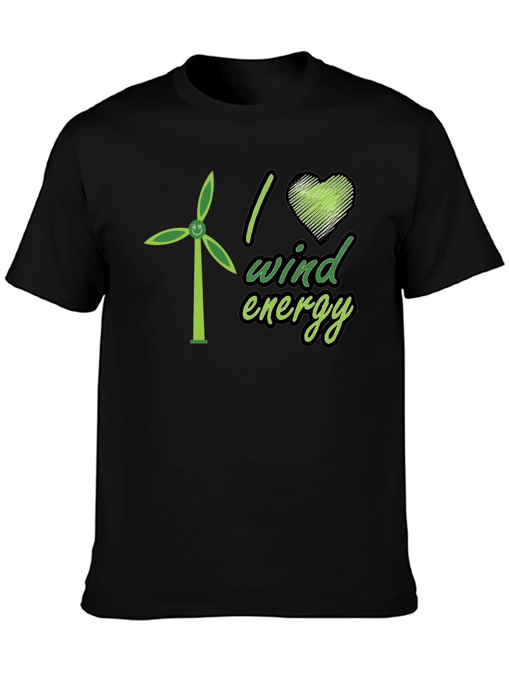 I Love Wind Energy Black T-Shirt