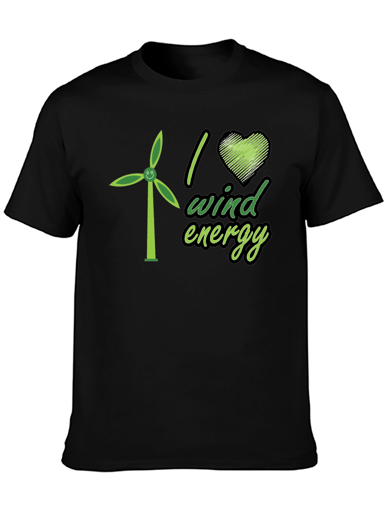 I Love Wind Energy Black T-Shirt