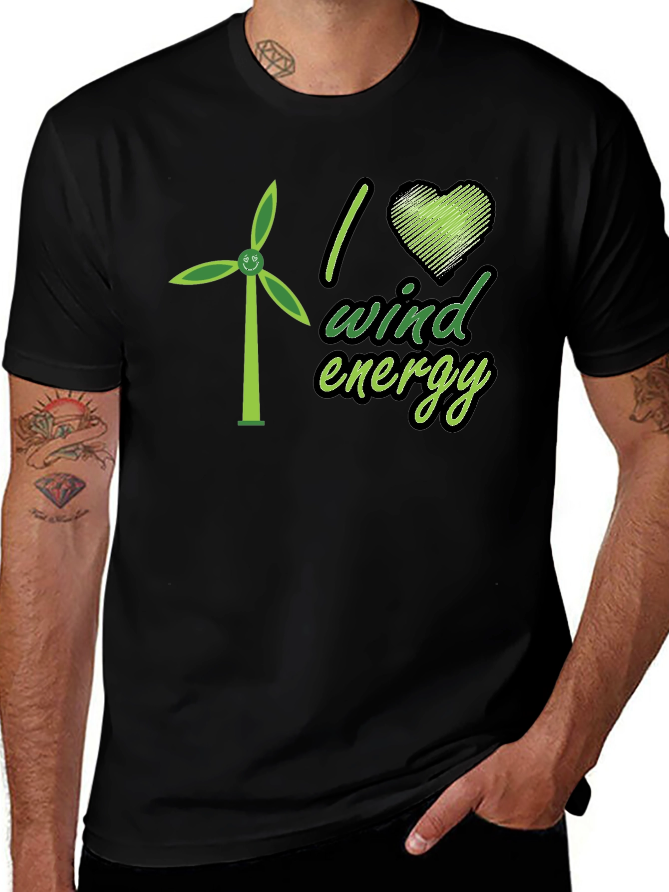 I Love Wind Energy Black T-Shirt