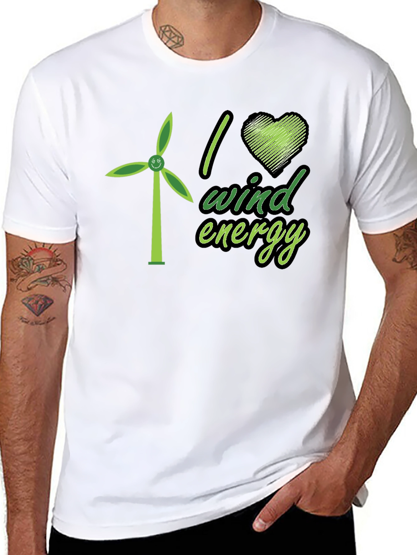 I Love Wind Energy Black T-Shirt