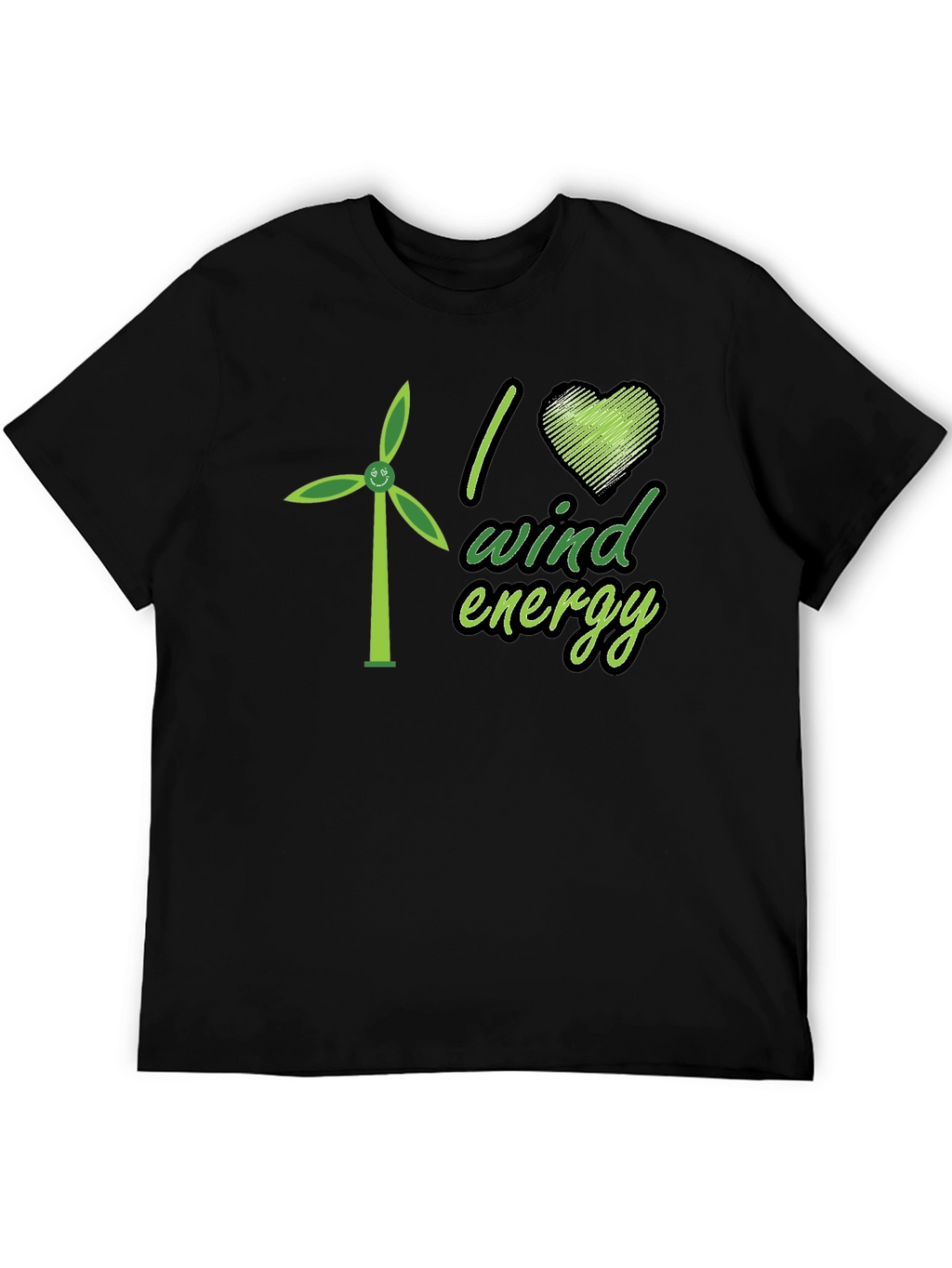 I Love Wind Energy Black T-Shirt