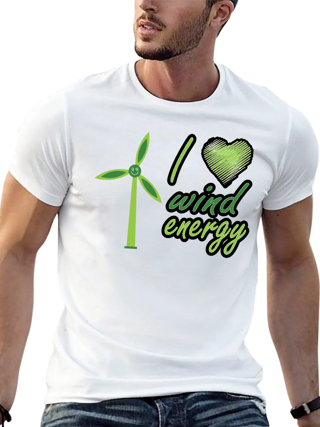 I Love Wind Energy Black T-Shirt