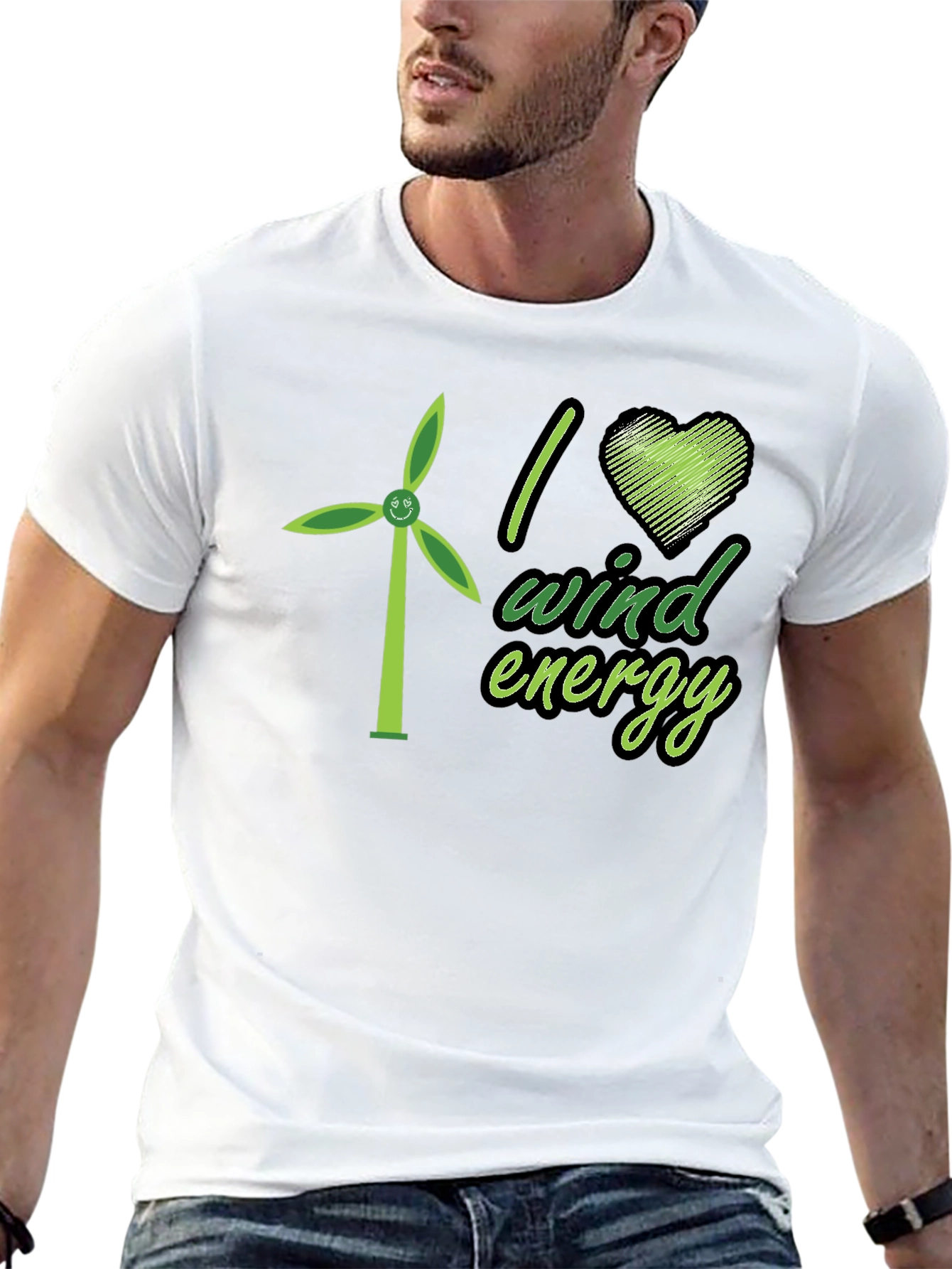 I Love Wind Energy Black T-Shirt