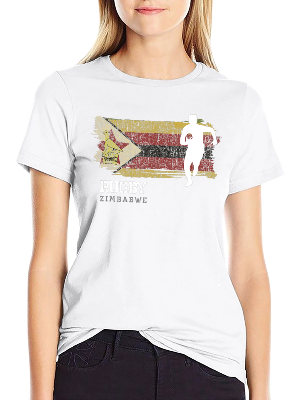 Zimbabwe Rugby T-Shirt - Distressed Flag Design