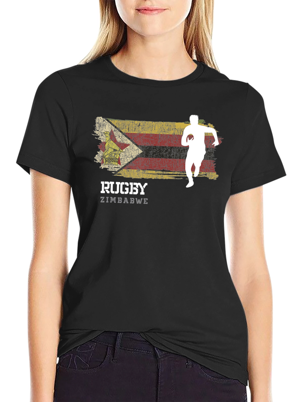 Zimbabwe Rugby T-Shirt - Distressed Flag Design