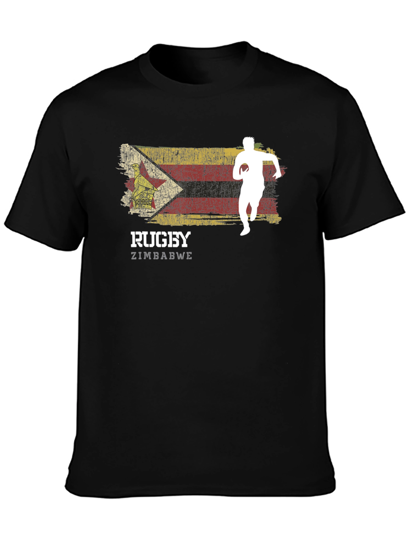 Zimbabwe Rugby T-Shirt - Distressed Flag Design