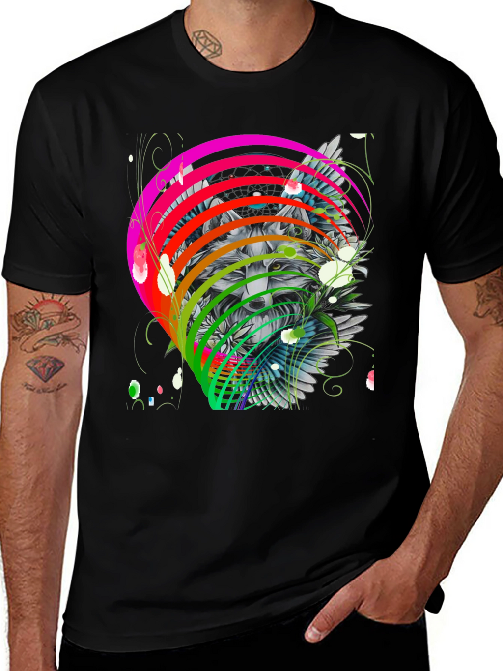 Wolf Rainbow T-Shirt - Mens Graphic Tee