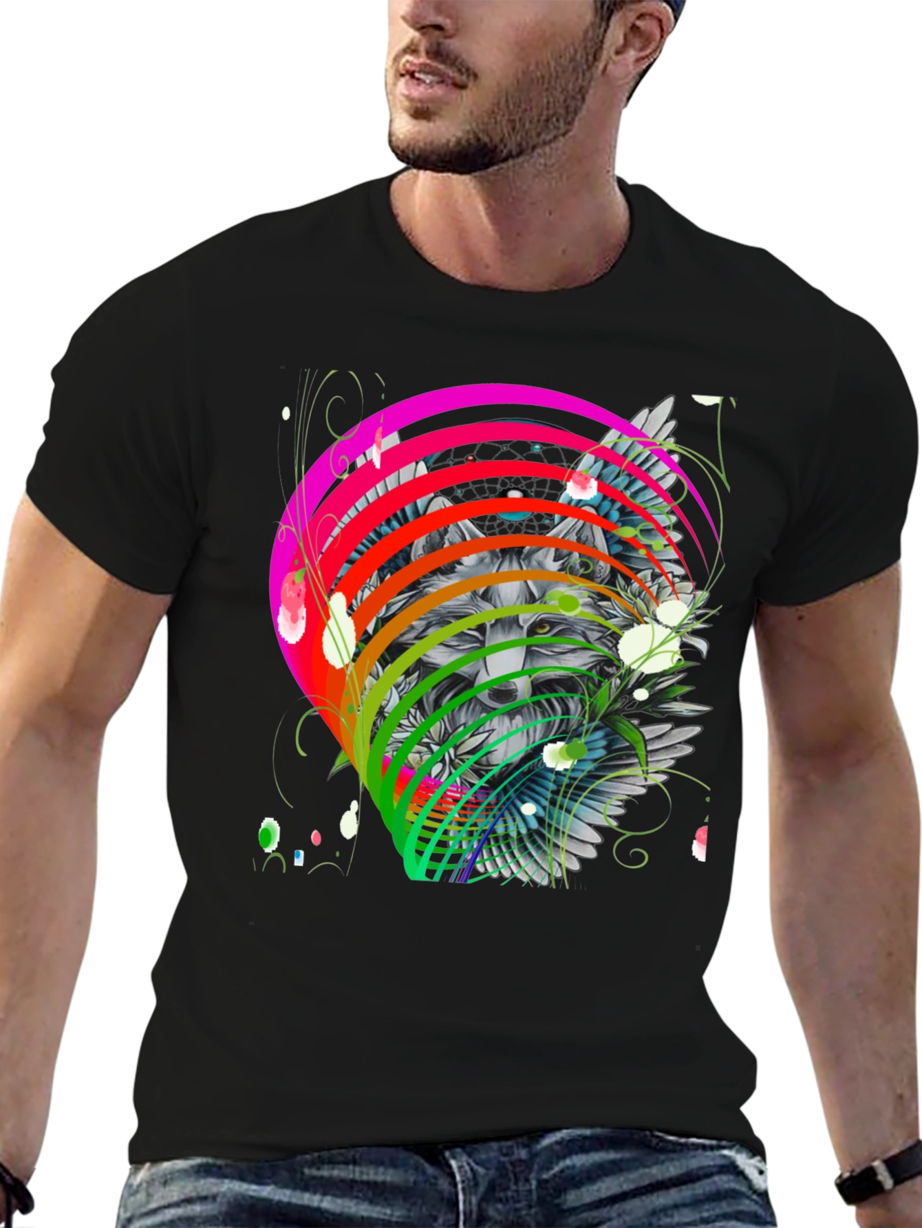 Wolf Rainbow T-Shirt - Mens Graphic Tee
