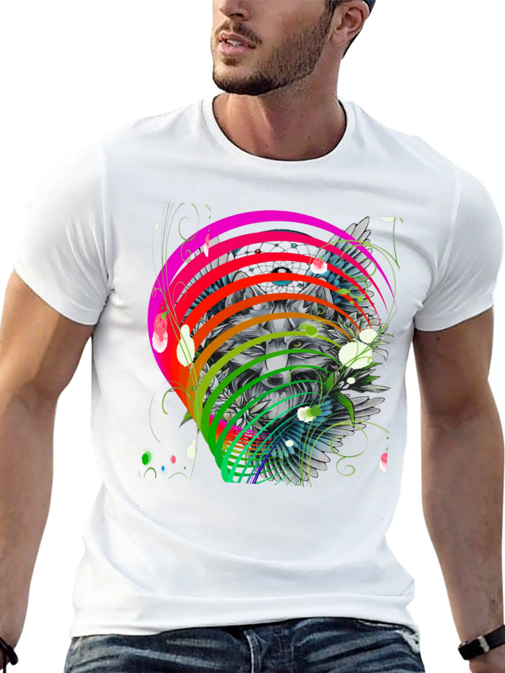 Wolf Rainbow T-Shirt - Mens Graphic Tee