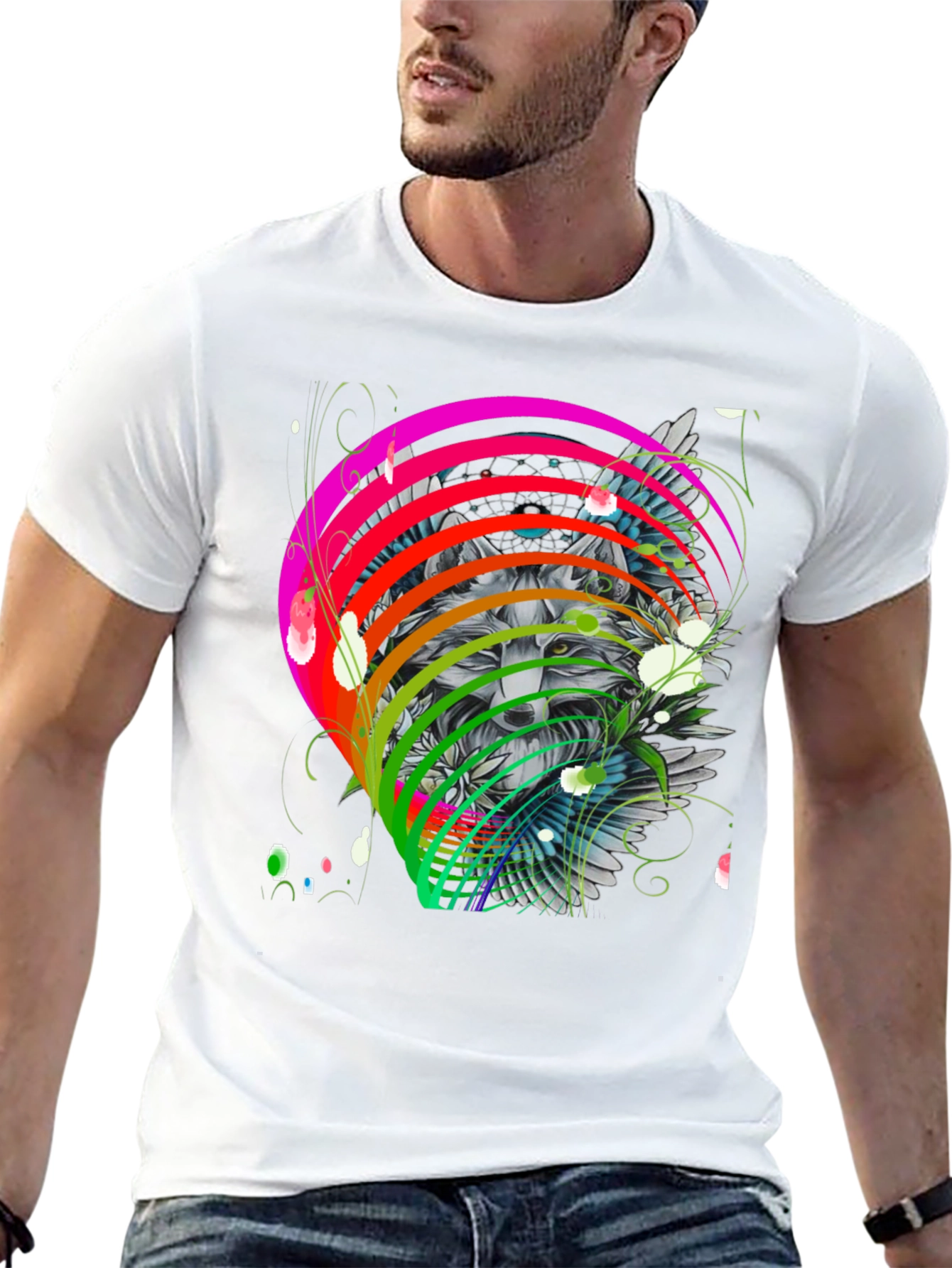 Wolf Rainbow T-Shirt - Mens Graphic Tee
