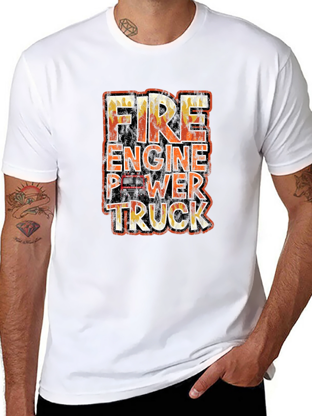 Fire Engine Power Truck Graphic T-Shirt