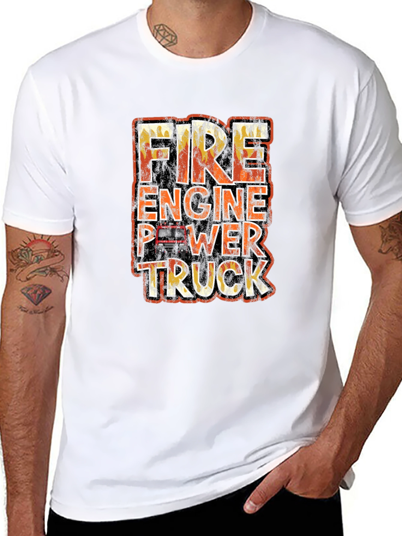 Fire Engine Power Truck Graphic T-Shirt