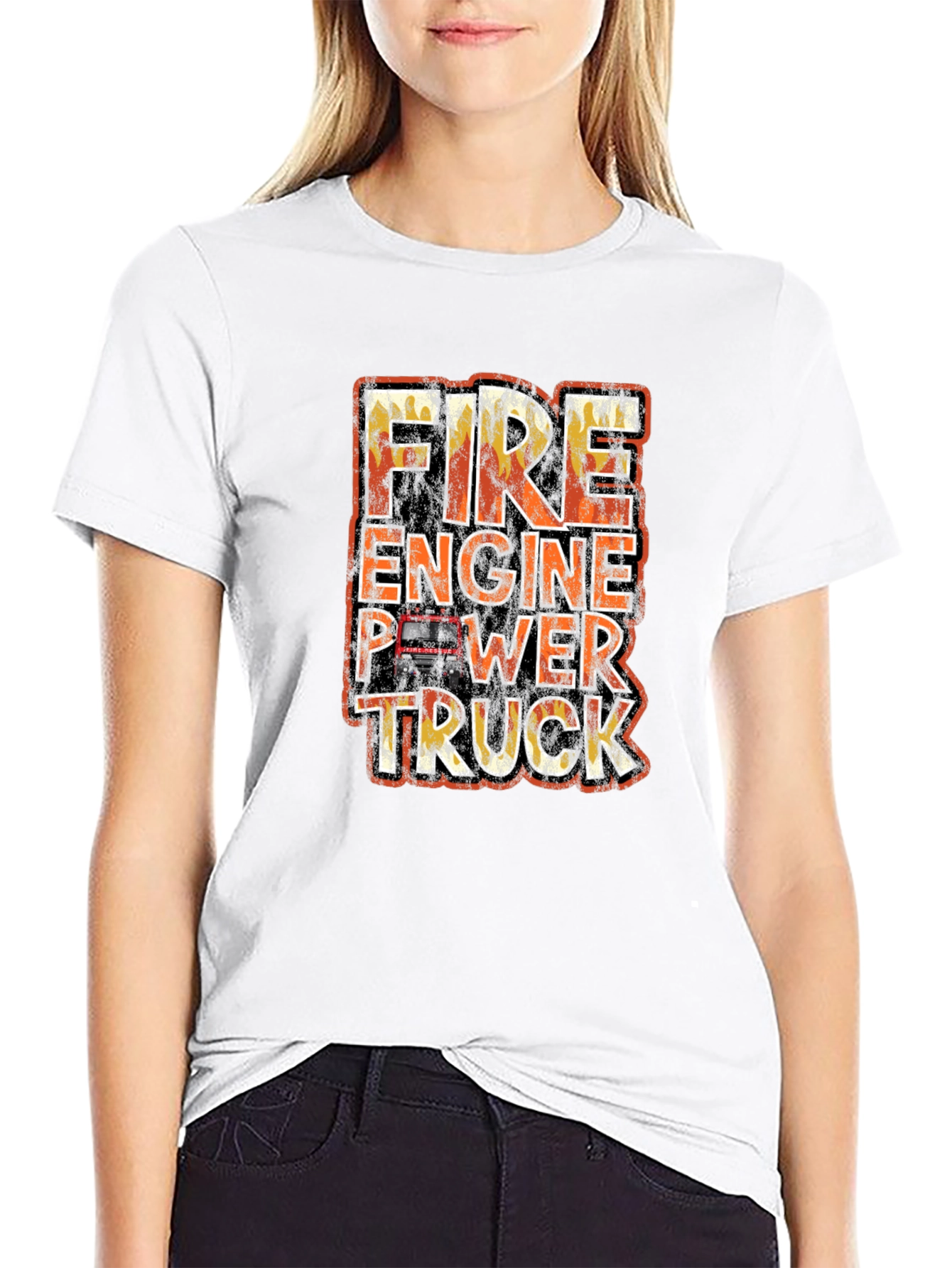 Fire Engine Power Truck Graphic T-Shirt